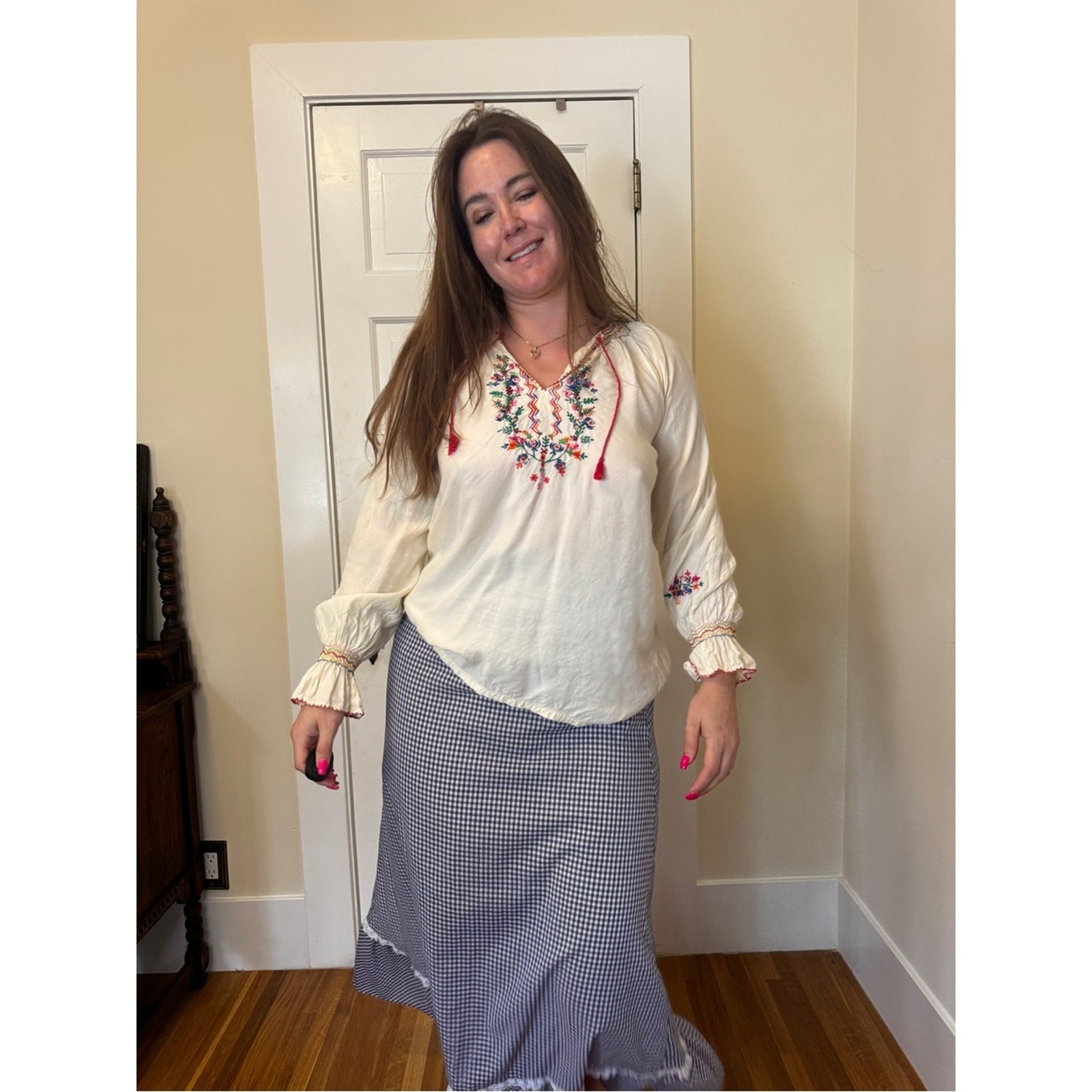 70s Vintage Indian Embroidered Peasant Blouse Sz M