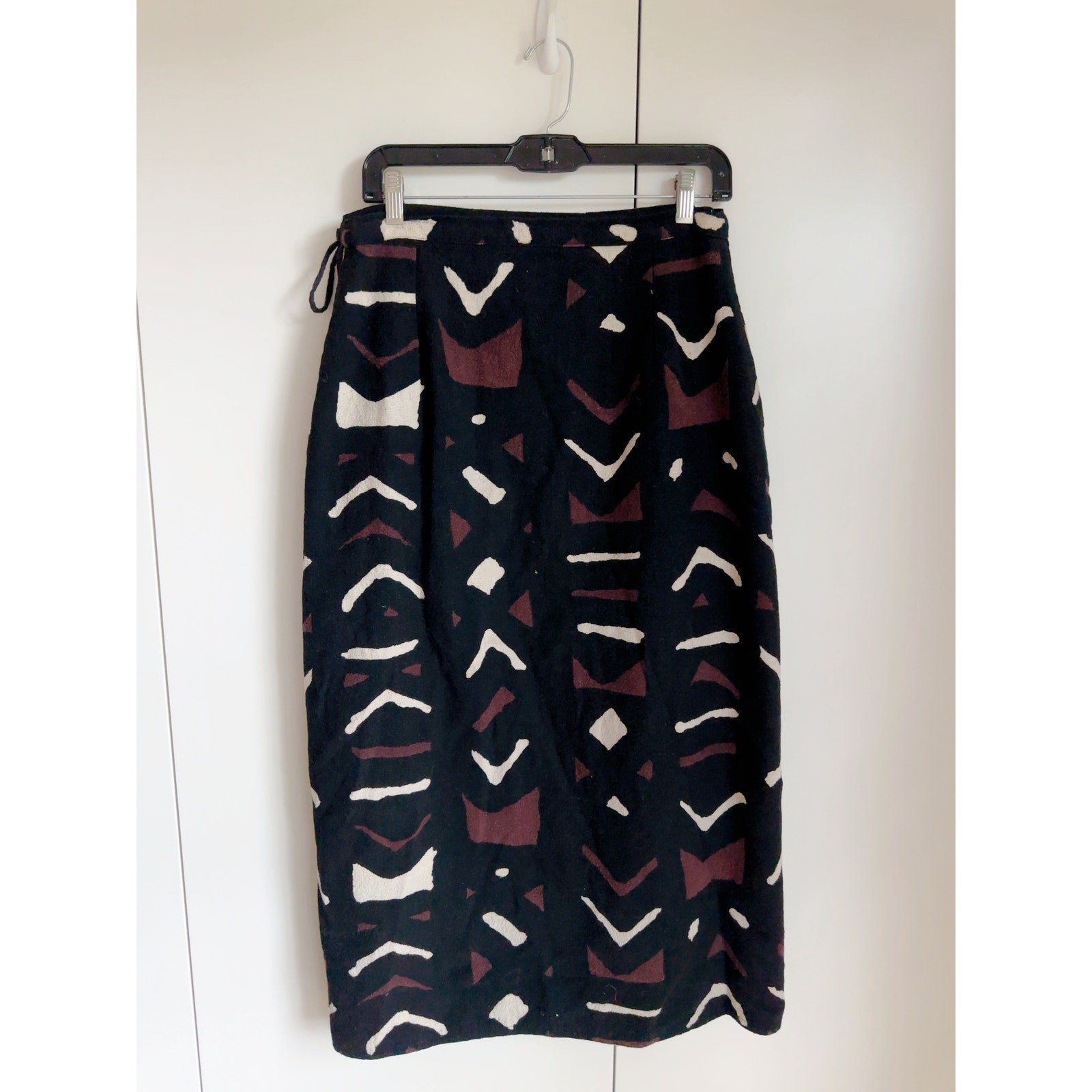 Vintage Cotton Wrap Skirt India Abstract Ethnic Print Size L Boho wearable srt