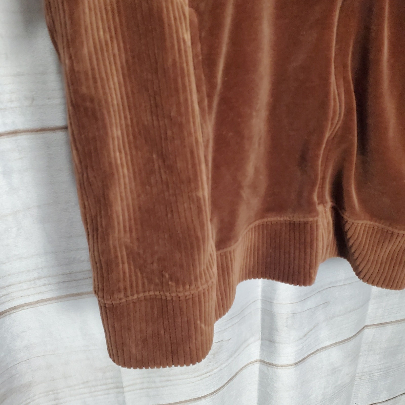 Karen Scott Vintage Zip Up Hoodie Womens Large Velour Brown Hooded 90s Retro Y2K