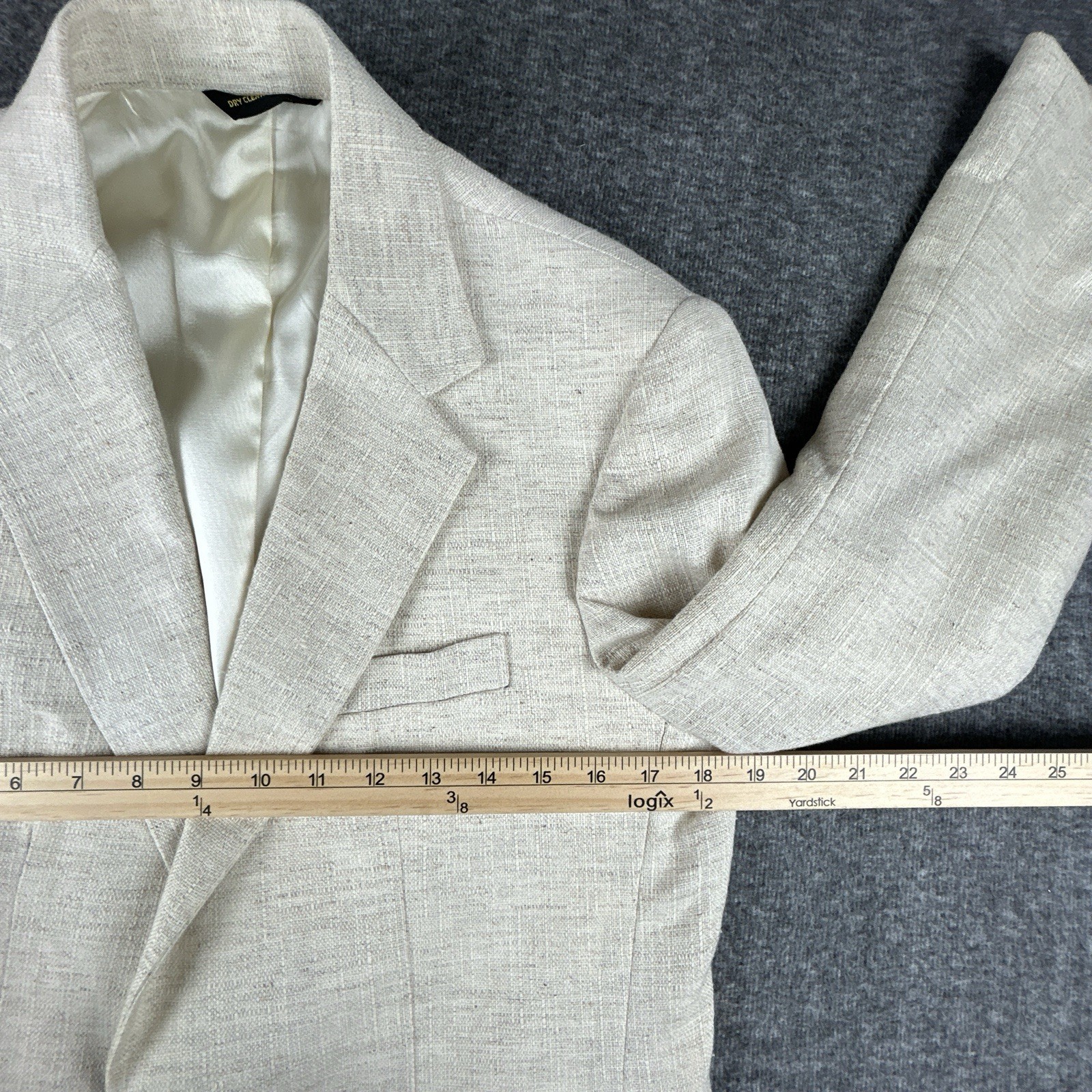 Vintage Linen Blazer Women’s Size M (8-10) Ivory Beige 2-Button Jacket Summer