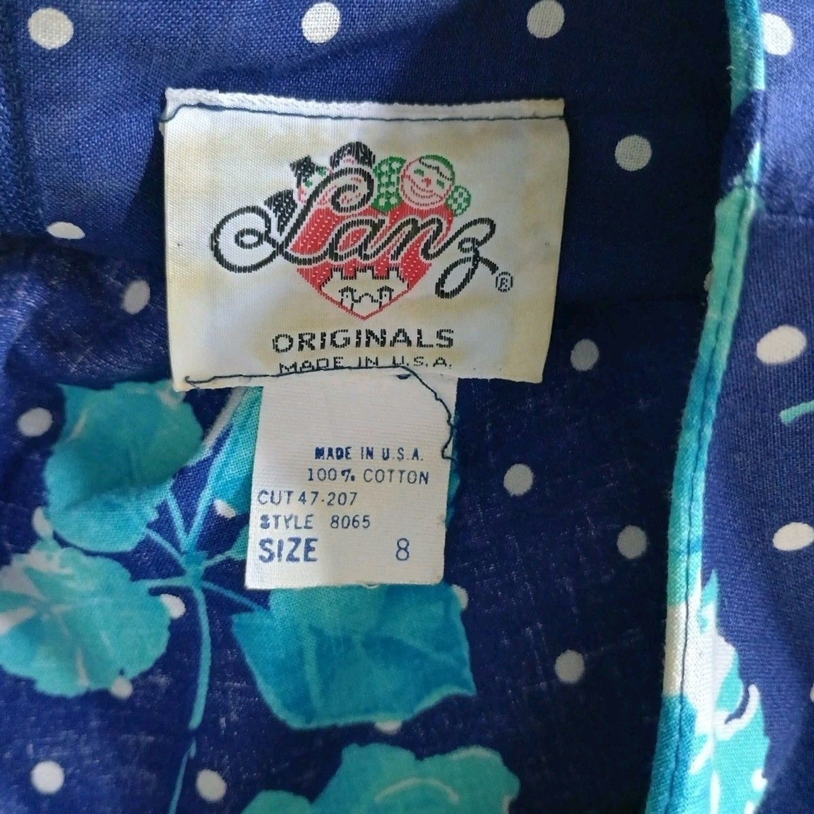Vintage Lanz Originals 80s Dress Sz 8 Blue Floral Cottagecore Belted Pockets