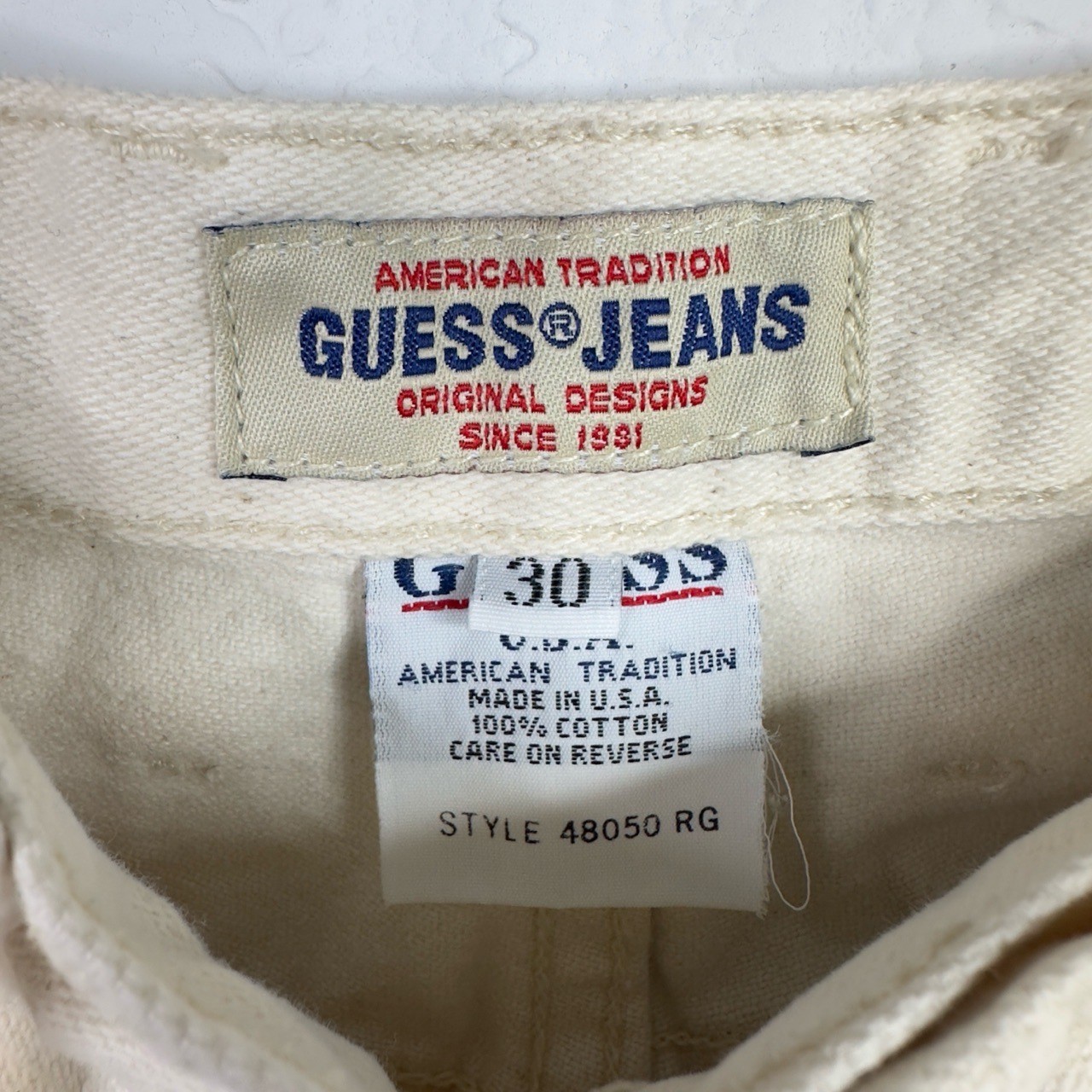 Guess Pants Womens 30 Cream VTG 80s 90s Mom Jeans Normcore USA Made Minimalist