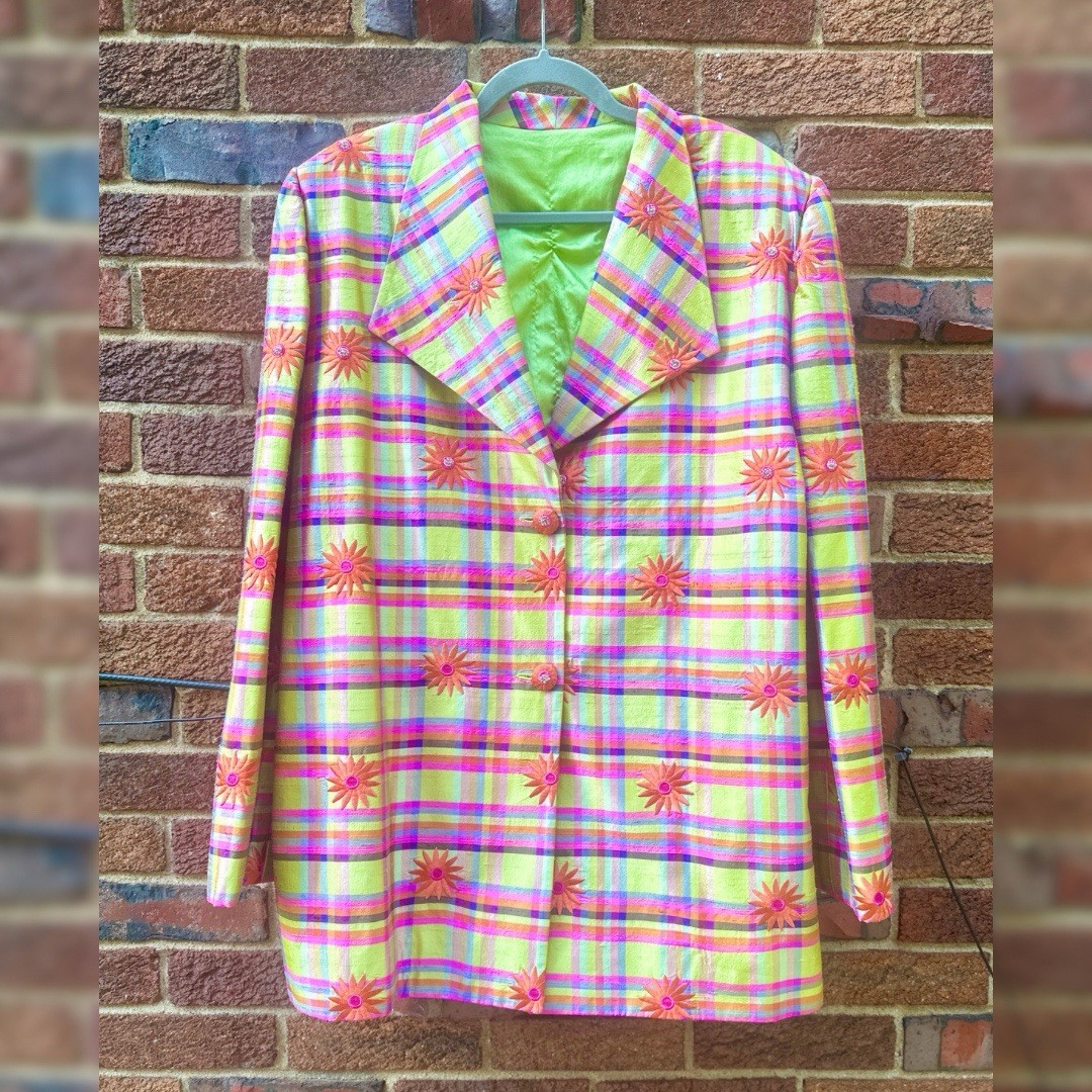 Vintage Y2K 1990s Handmade 3 Piece Silk Dress Set Size 12/14