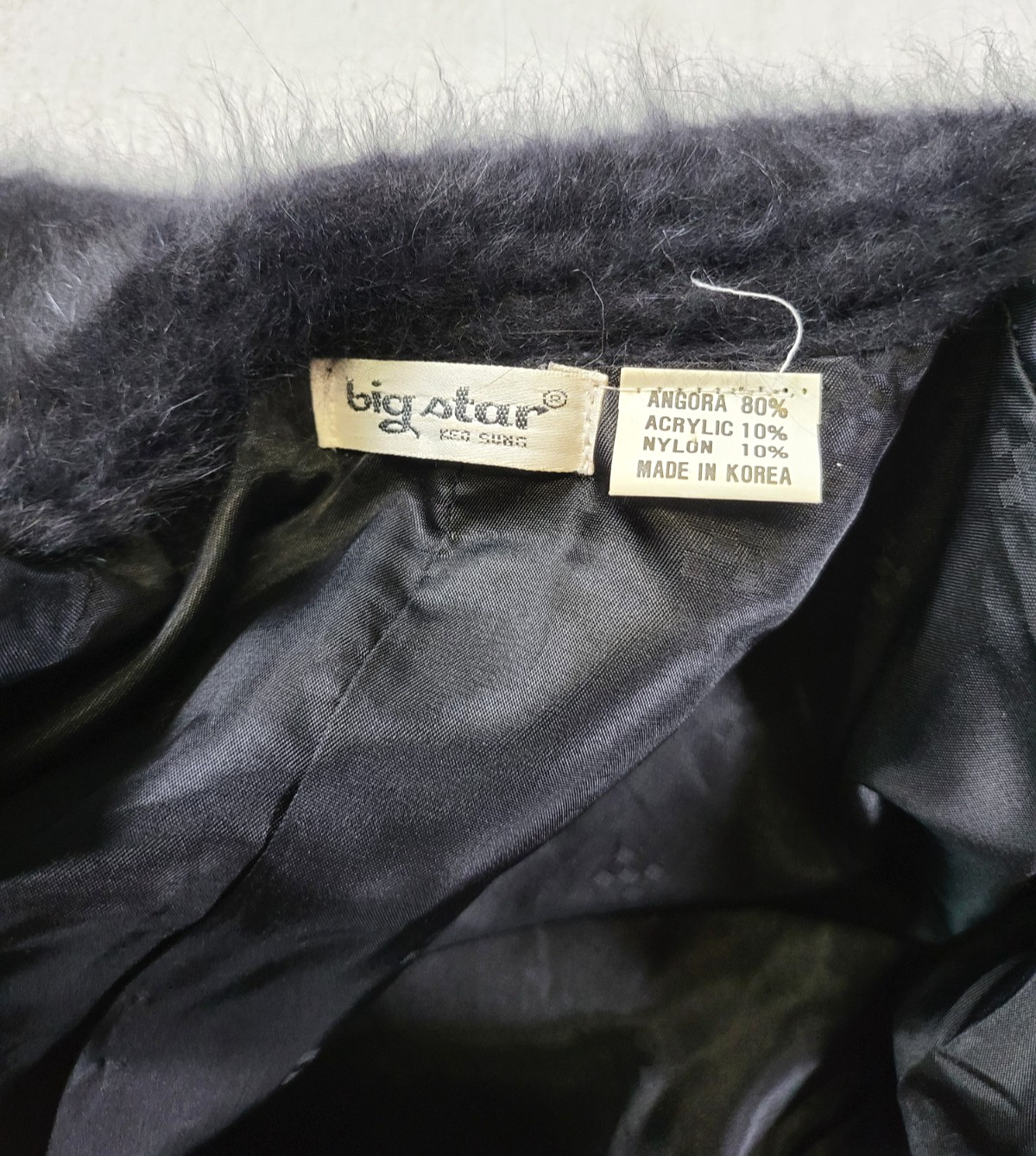 VTG BIG STAR Keo Sung Cardigan Sweater Black Angora Furry Fuzzy Luxurious XL/1X