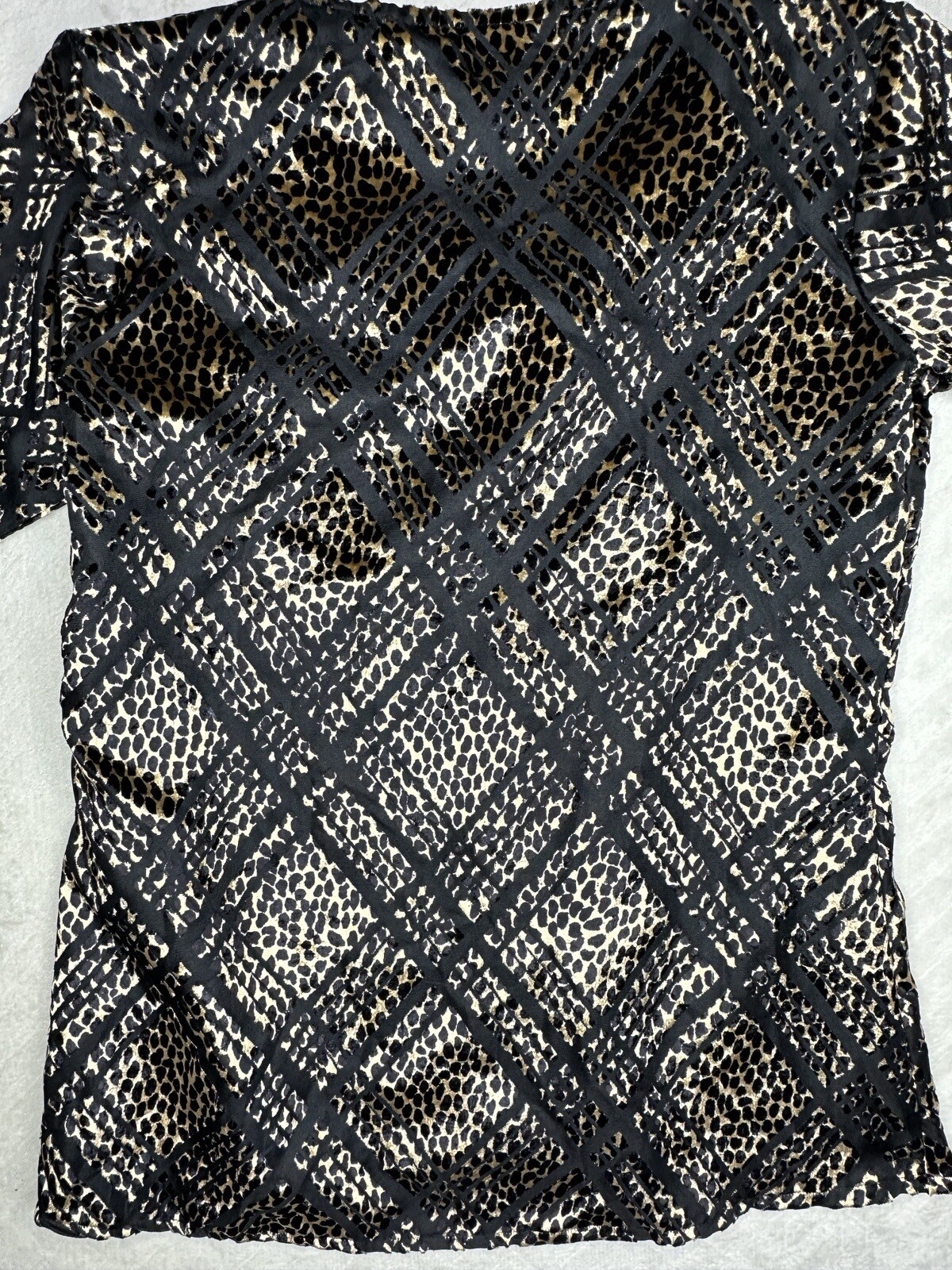 Zanana By Saraf Animal Print Button Down Long Sleeve Blouse Top Size Large Soft
