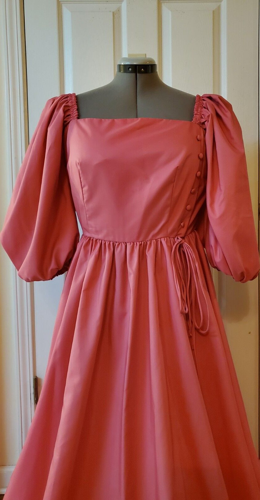VTG Lorrie Deb San Francisco Pink Off Shoulder Cotttage Dress Balloon Sleeves