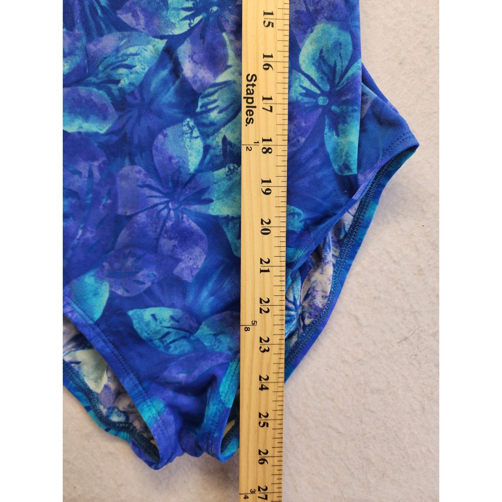 Cole of California Womens Vintage Floral One Piece Swimsuit Blue Purple Size 8
