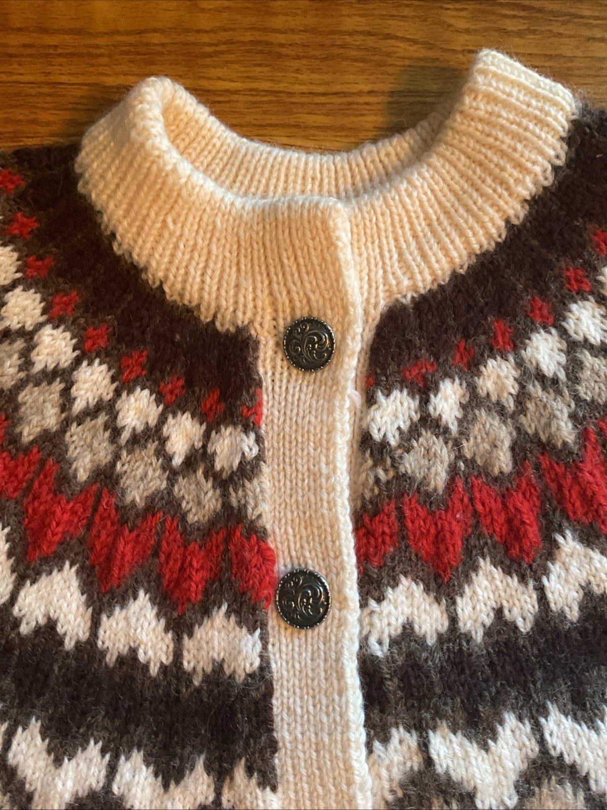 Vintage 70s Dale Of Norway Sweater Fair Isle Wool Knit Cardigan Size 44