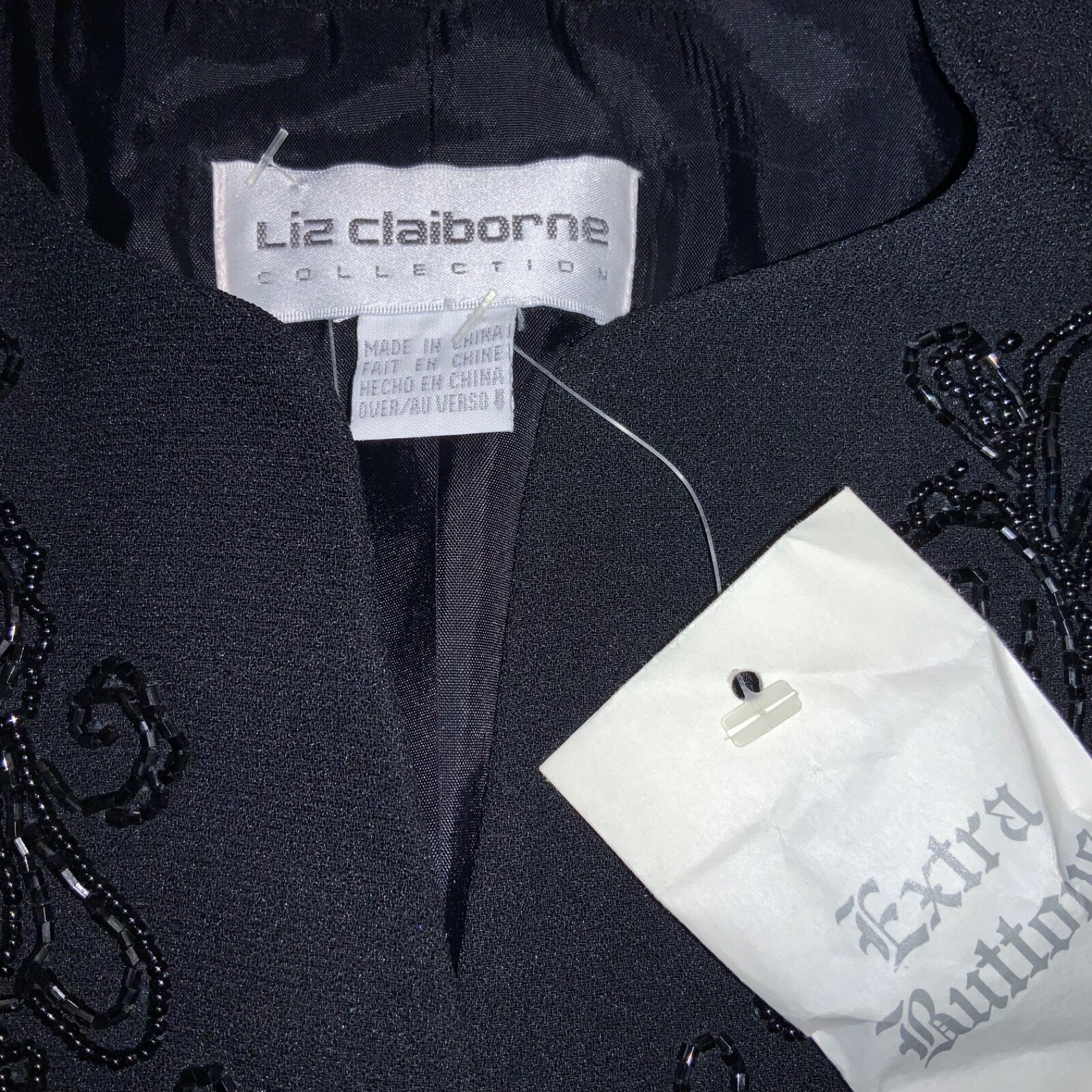 Liz Claiborne Collection Womens Jacket Size 4 beaded Long Sleeve pockets padded