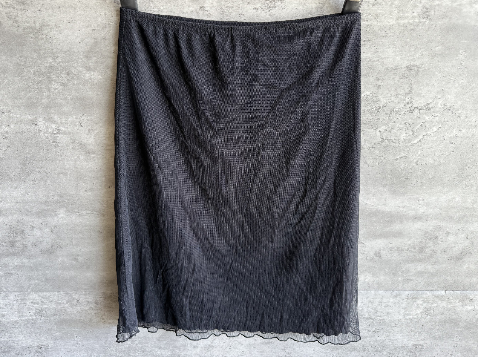 Vintage 1990s Uniform John Paul Richard Black Mesh Midi Skirt Size M