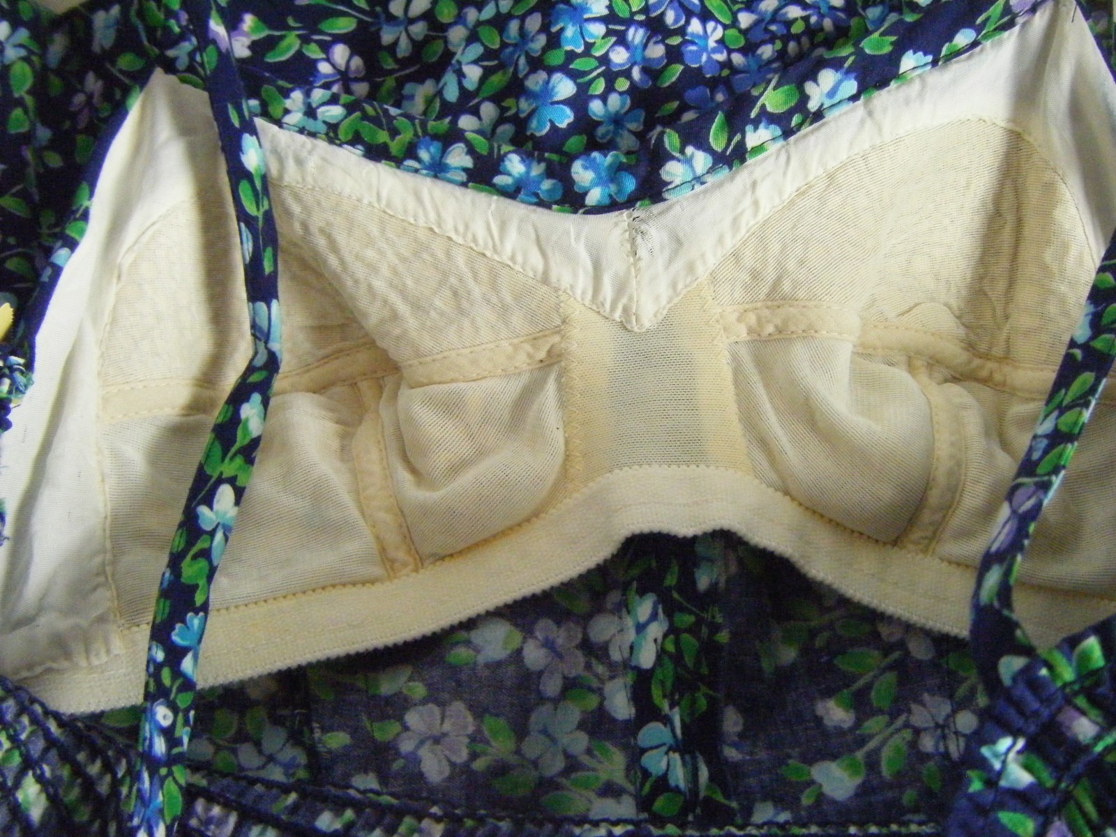 MURRAY MEISNER Vtg 60s Navy Green Floral Sun Swim Dress-Bust 34-37/XS