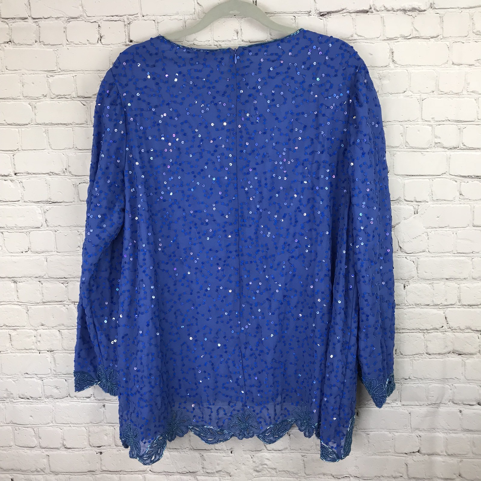 Amoureuse Womens Periwinkle Blue 2 piece Skirt Suit Beaded Sequins Top Party NWT