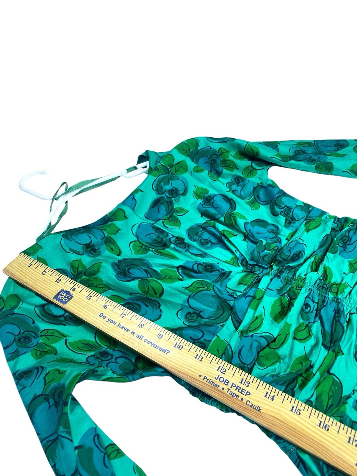 Vtg 50s Teal Blue Watercolor Floral Day Dress Fit Flare Garden Tea Party Small