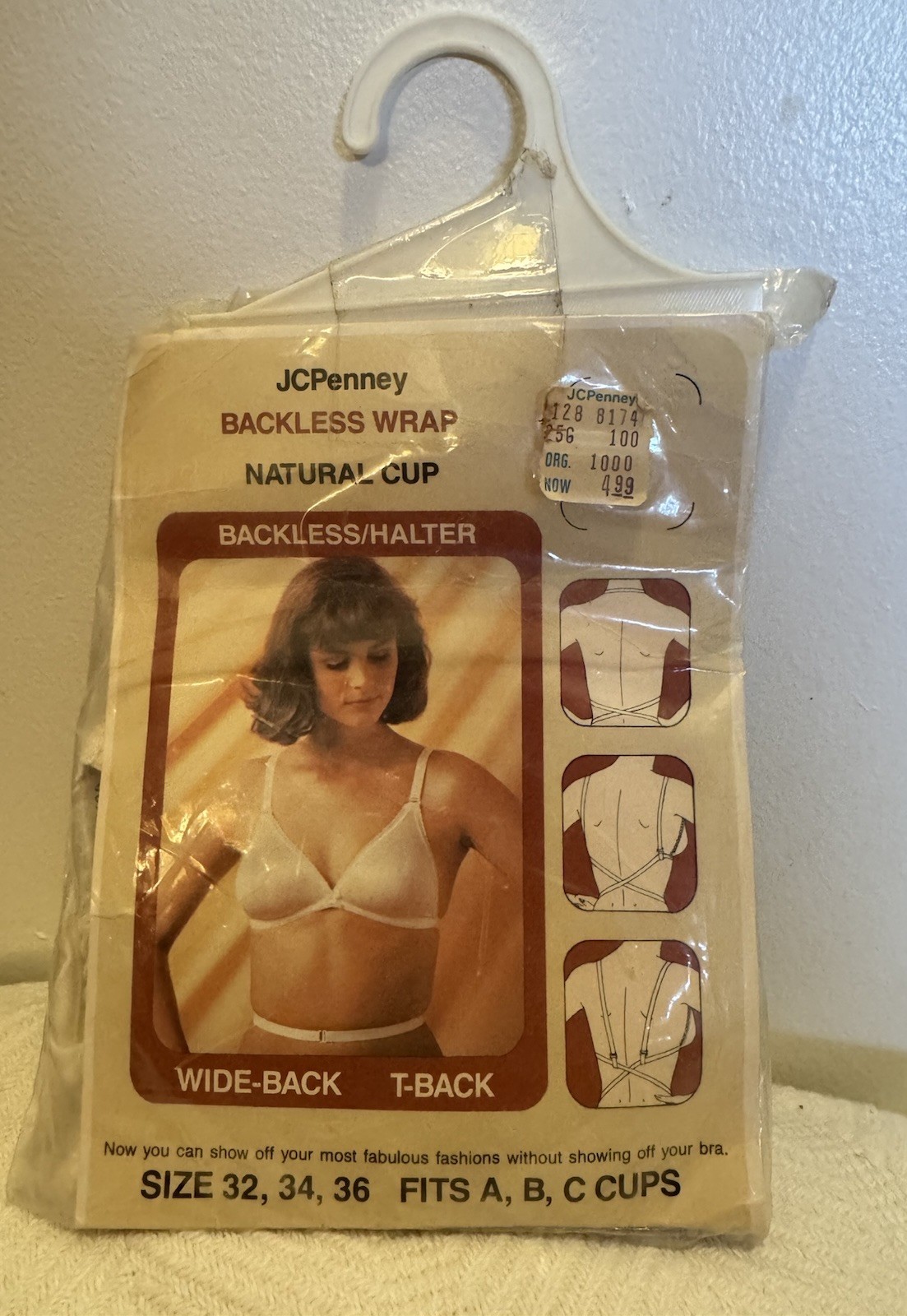 Vintage JCPenney Backless Wrap Bra NOS Backless/Halter Natural Cup A B C Cups