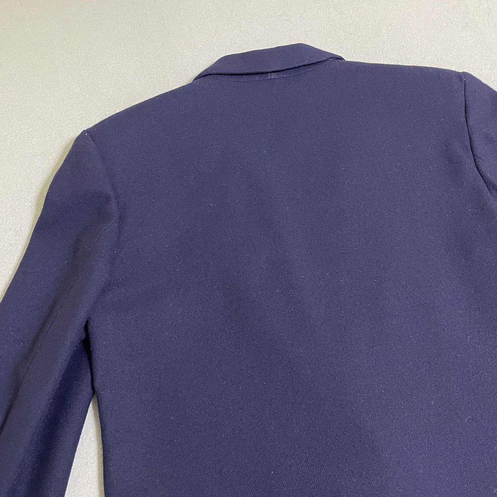 Vtg Womens WOOL BLAZER JACKET Gold Accent Buttons Preppy 90s Academic Navy Sz 8