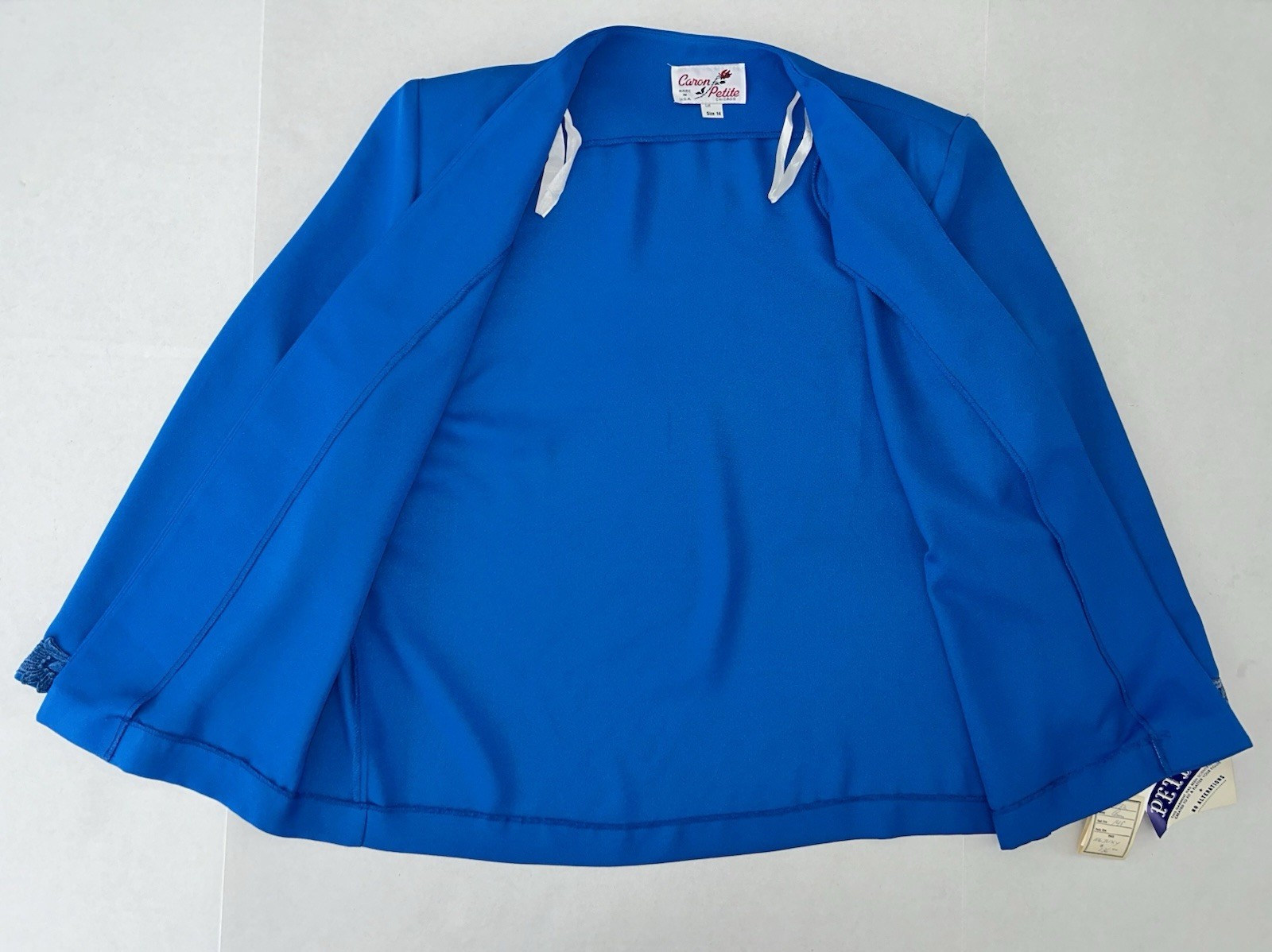 Vintage Caron Womens 14 Petite Jacket blazer Blue USA Dressy New With Tags!