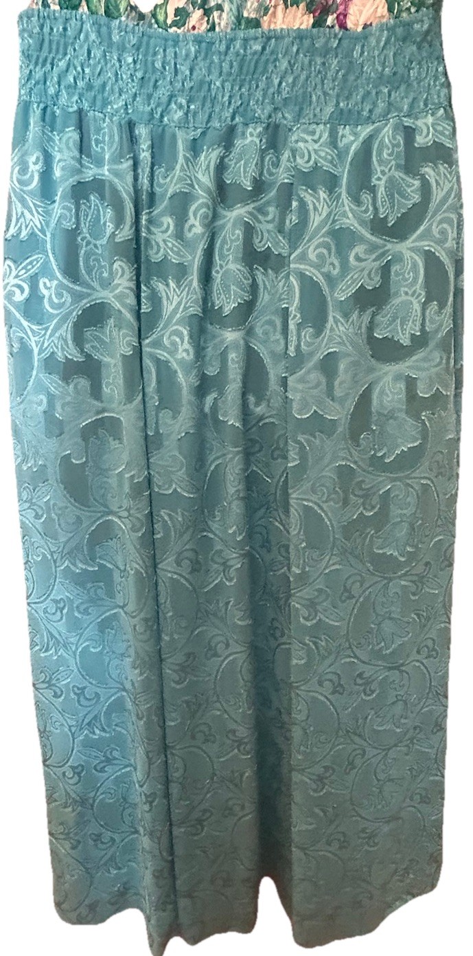 VTG 80’s Diana Freis Floral Print Brocade Poly Dress W/ Sequins+Scarf NWT Mod 12