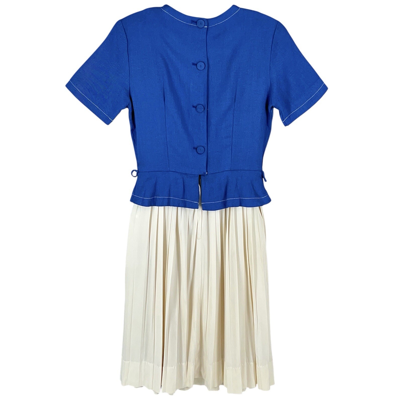 Vintage 1950’s Navy Day Dress Pat Perkins Rayon Pleated Skirt Size 4
