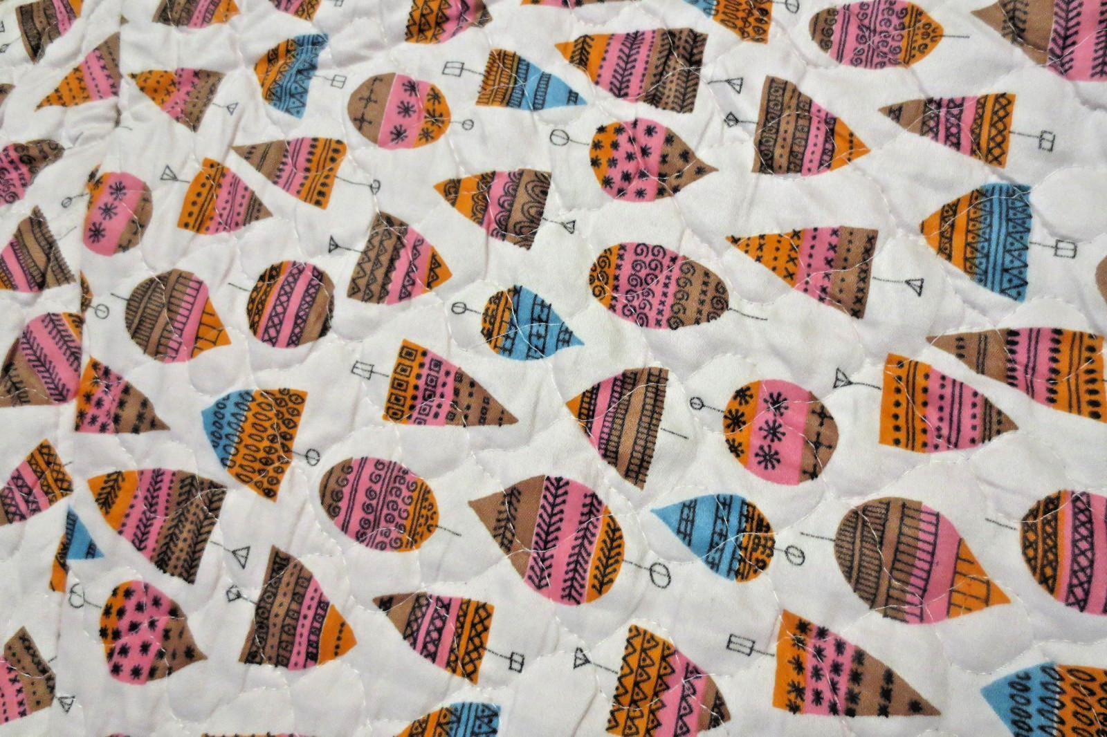 Vtg Circle Skirt Pink Ornament Festive Holiday Print Pocket Quilted Xmas Small