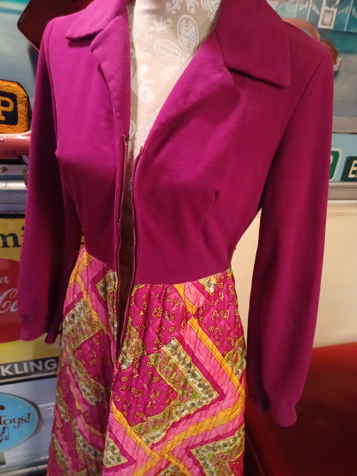 True Vtg Mid-century 1960s Evelyn Pearson Lounging MOD Hostess dress W/FLAW MCM