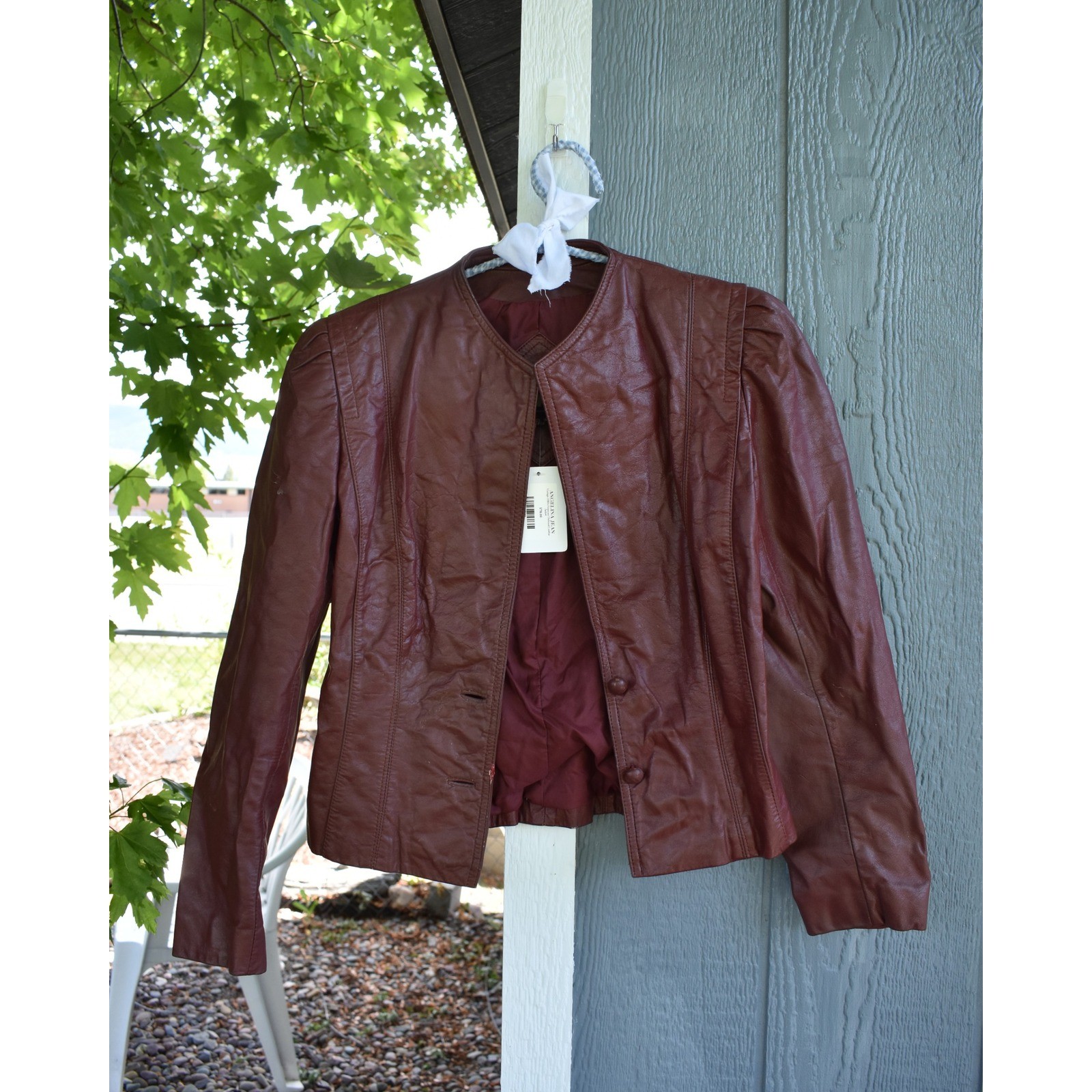 Foxmoor Vintage 1980s Oxblood Leather Jacket Burgundy Puffed Shoulder Size 5-6