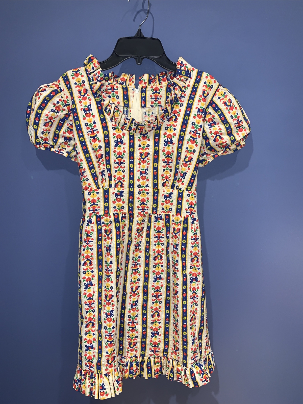 Rooster Horse Fair Isle Holland Print, Cottage Core Praire Dress