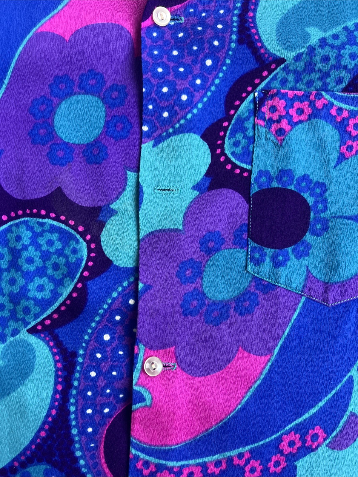 Vintage Pomare Tahiti Hawaiian Dress And Matching Shirt Size Small Purple Blue