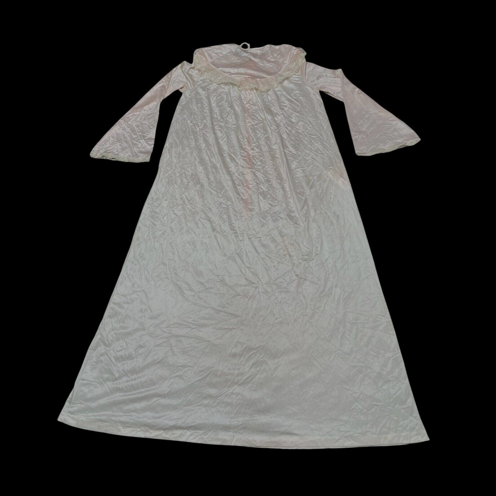 Vintage Peach Maidenform Dream Wear Long Silkie Nightgown Size Small Nylon Robe