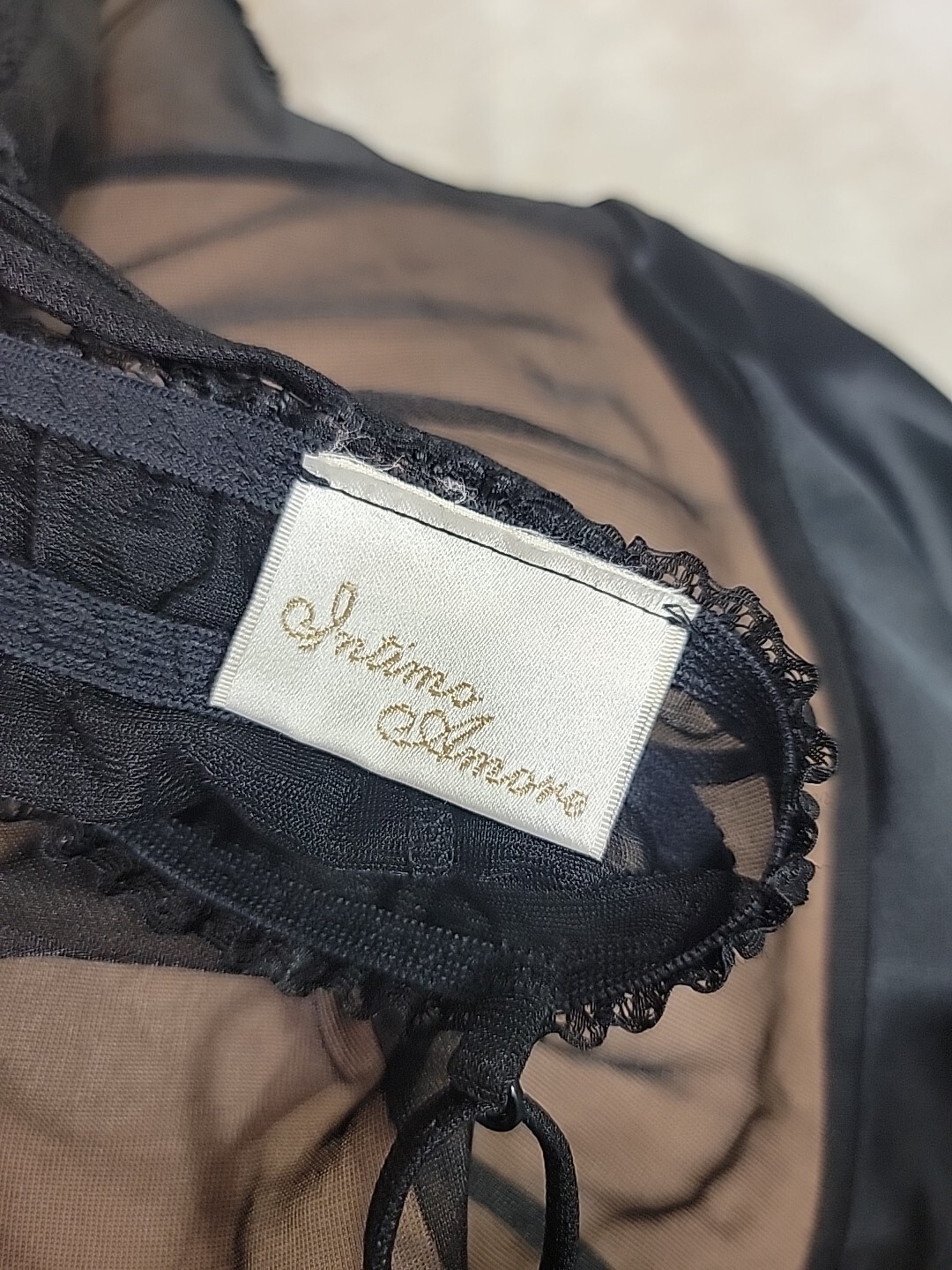 Vtg Y2K Intimo Amore Teddie Women Size Medium Lingerie Short Dress Black Lace J