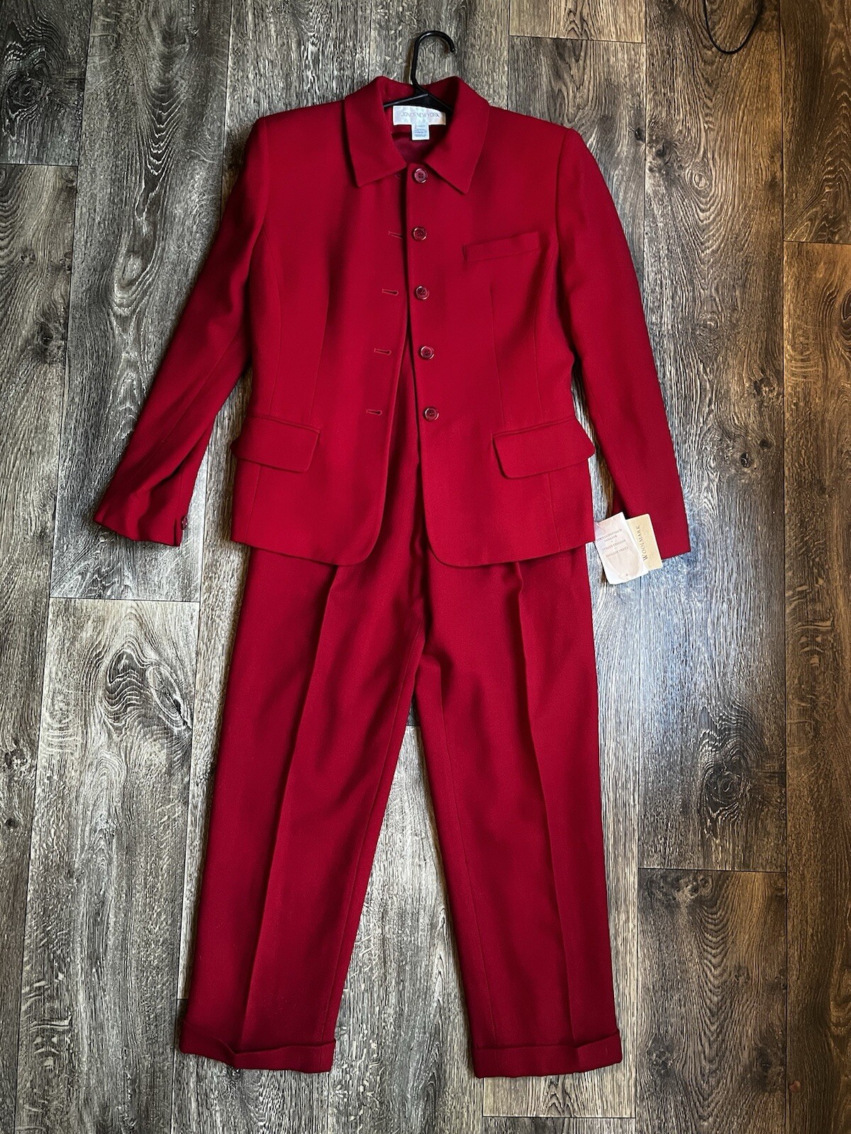 Vintage Talbots Pants Suit Womens Red Wool Set Christmas Holiday Career Wear