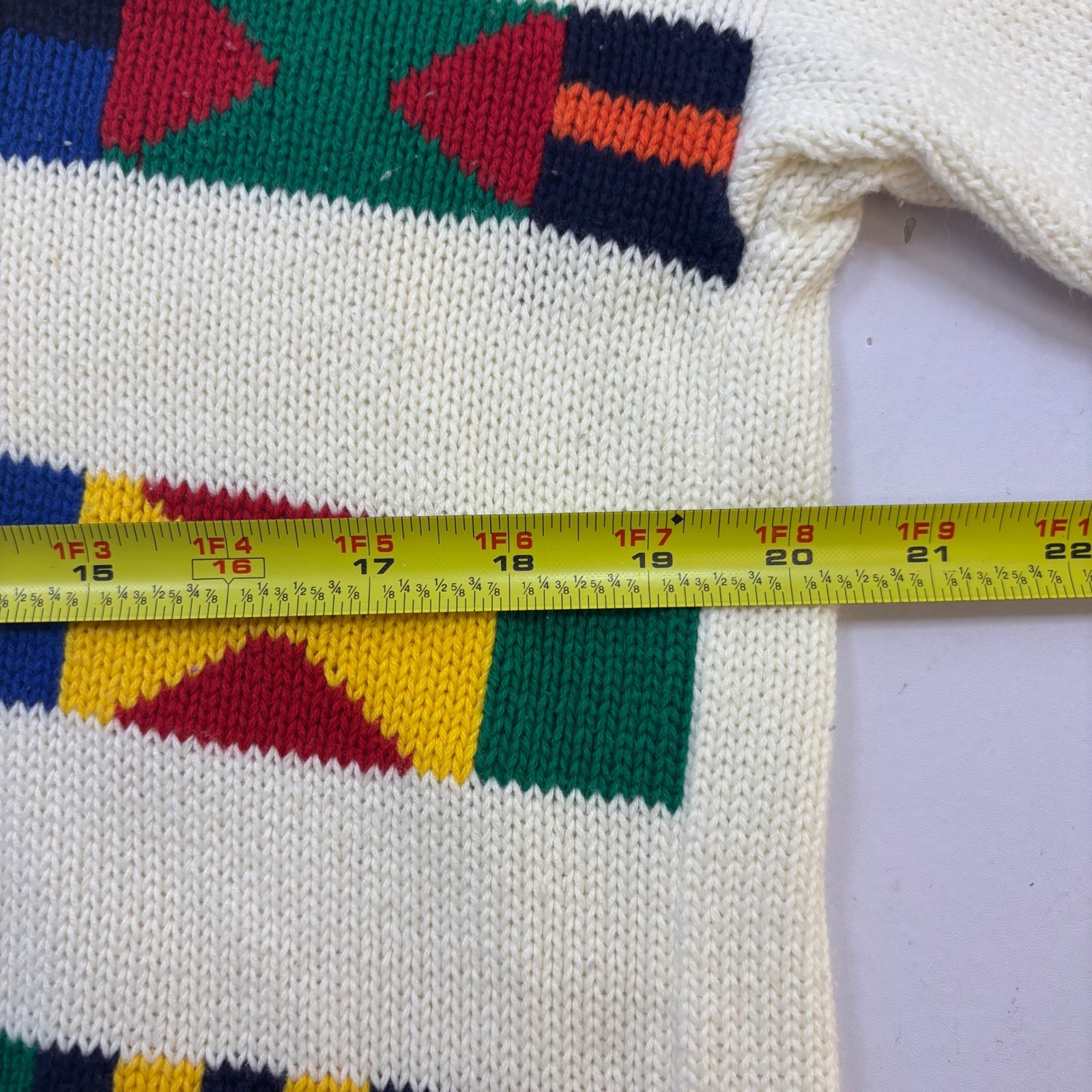 Vintage Field Gear Nautical Signal Flag Turtleneck Sweater White Cotton Womens M
