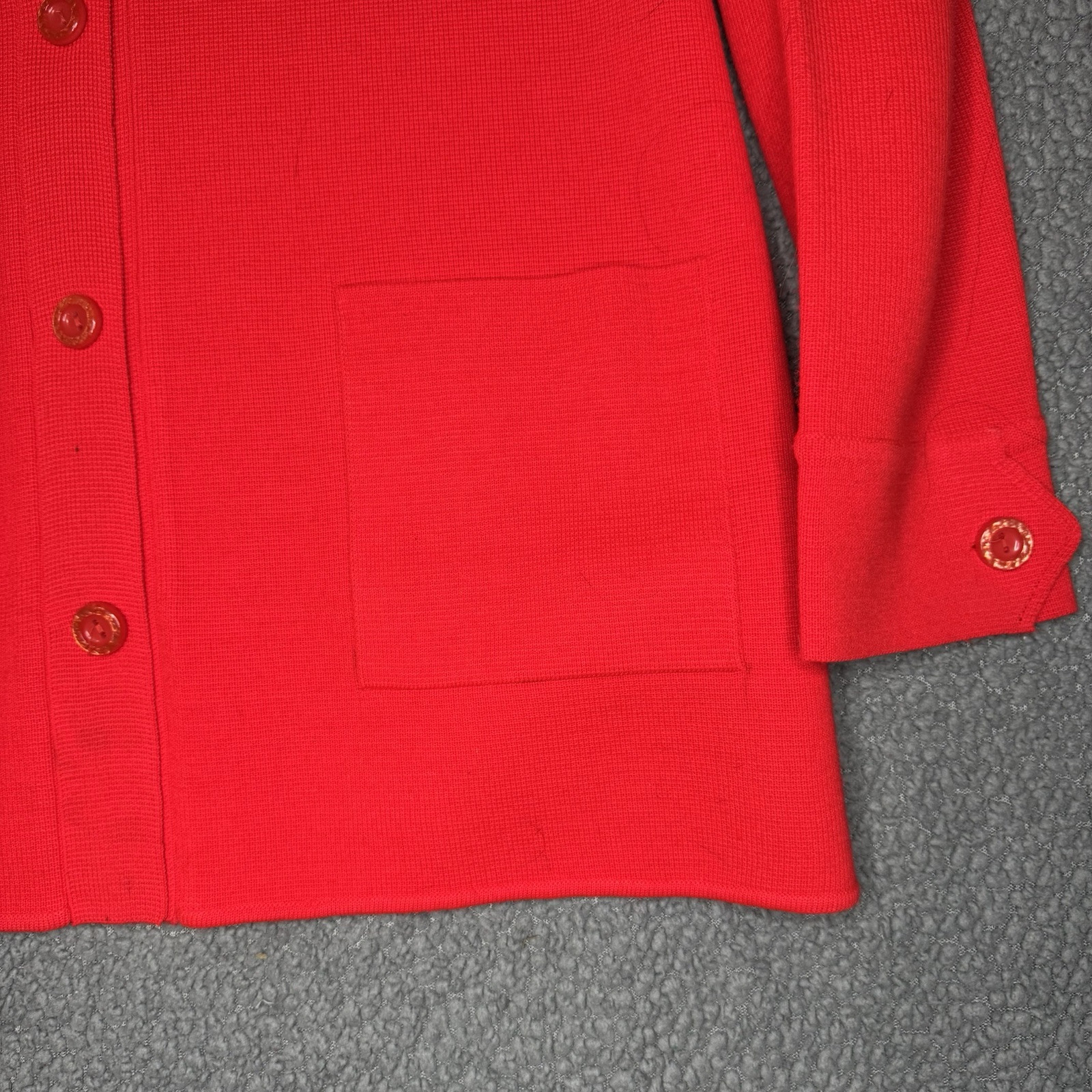 Vintage Leroy Knitwear 100% Acrylic Button Down Red Sweater Large