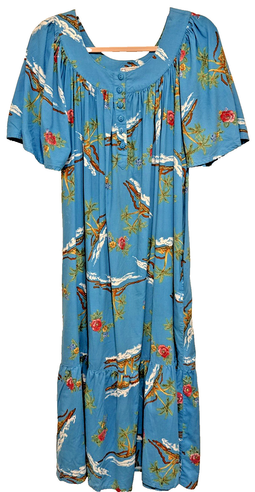 Vintage 1980s Island Style MuuMuu Maxi Dress By Jennifer Moore Size Medium