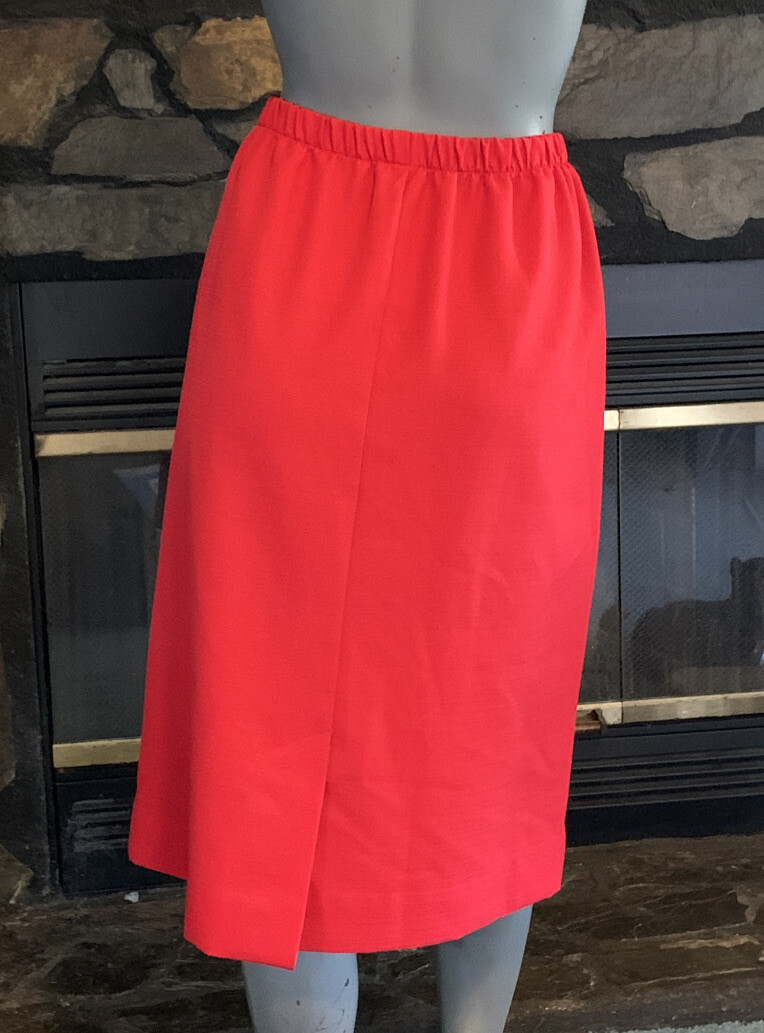 Vintage 70’s Red Polyester Linen Look A-Line Skirt by Nikki Size Medium