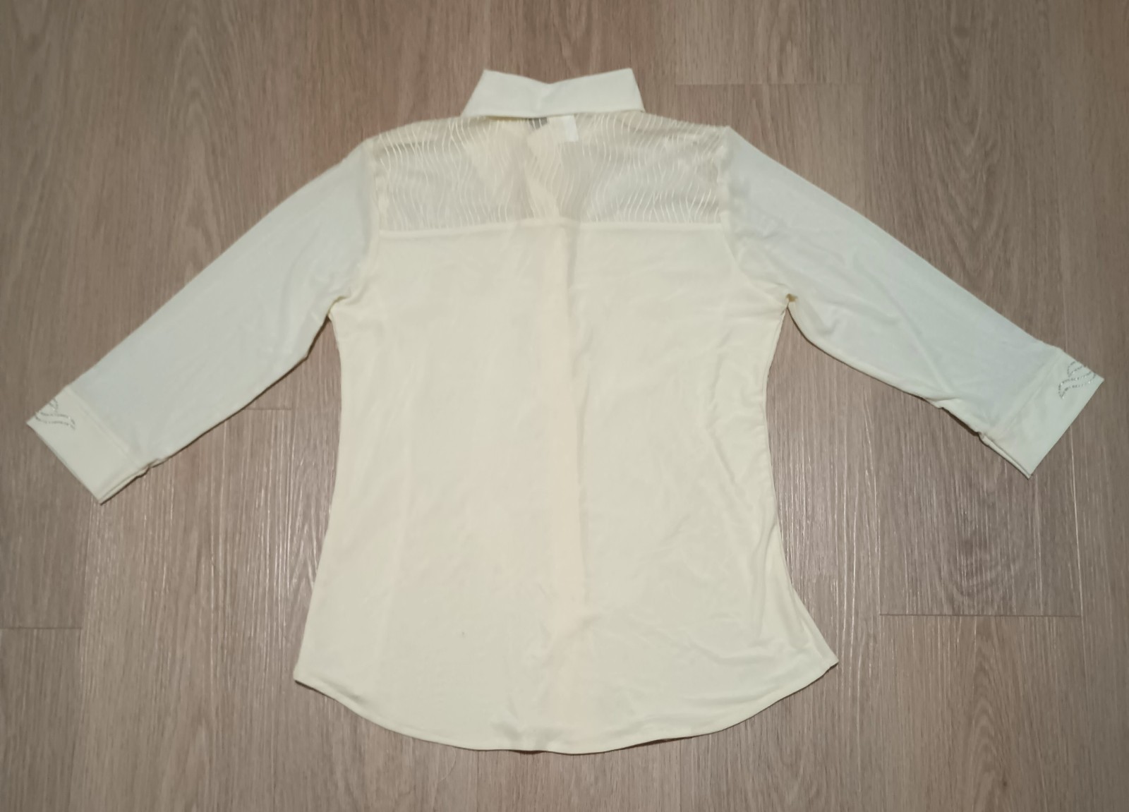 Vtg 70s Stretchy Mesh Sparkly Beaded Lemon Yellow Western Dance Country Top M