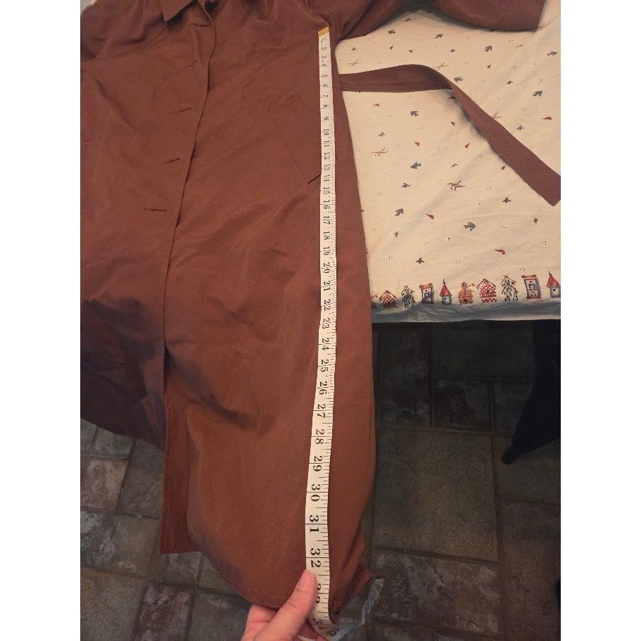 F.S. Ii Vintage Womens Brown Hooded Trench Coat Belted Size 9 Made in Korea