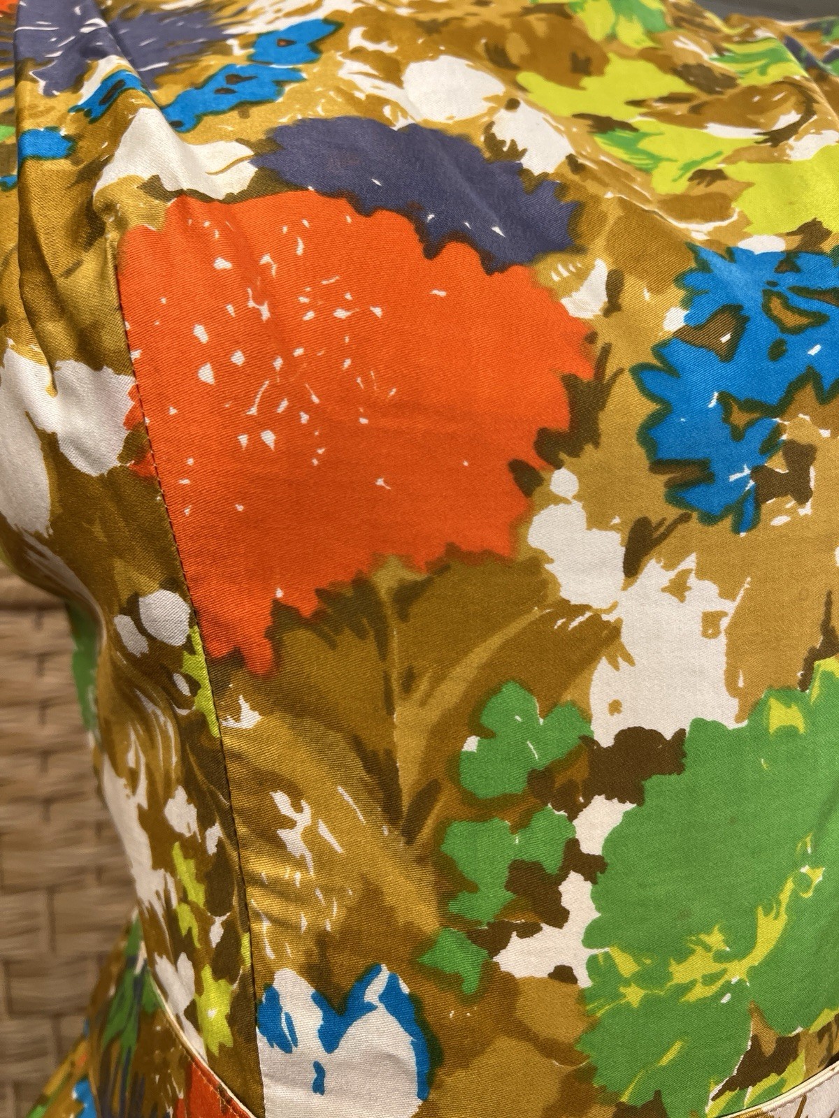 VTG 50s 60s Jay Herbert Bold Vibrant Floral Flower Power Full Circle Dress XS S