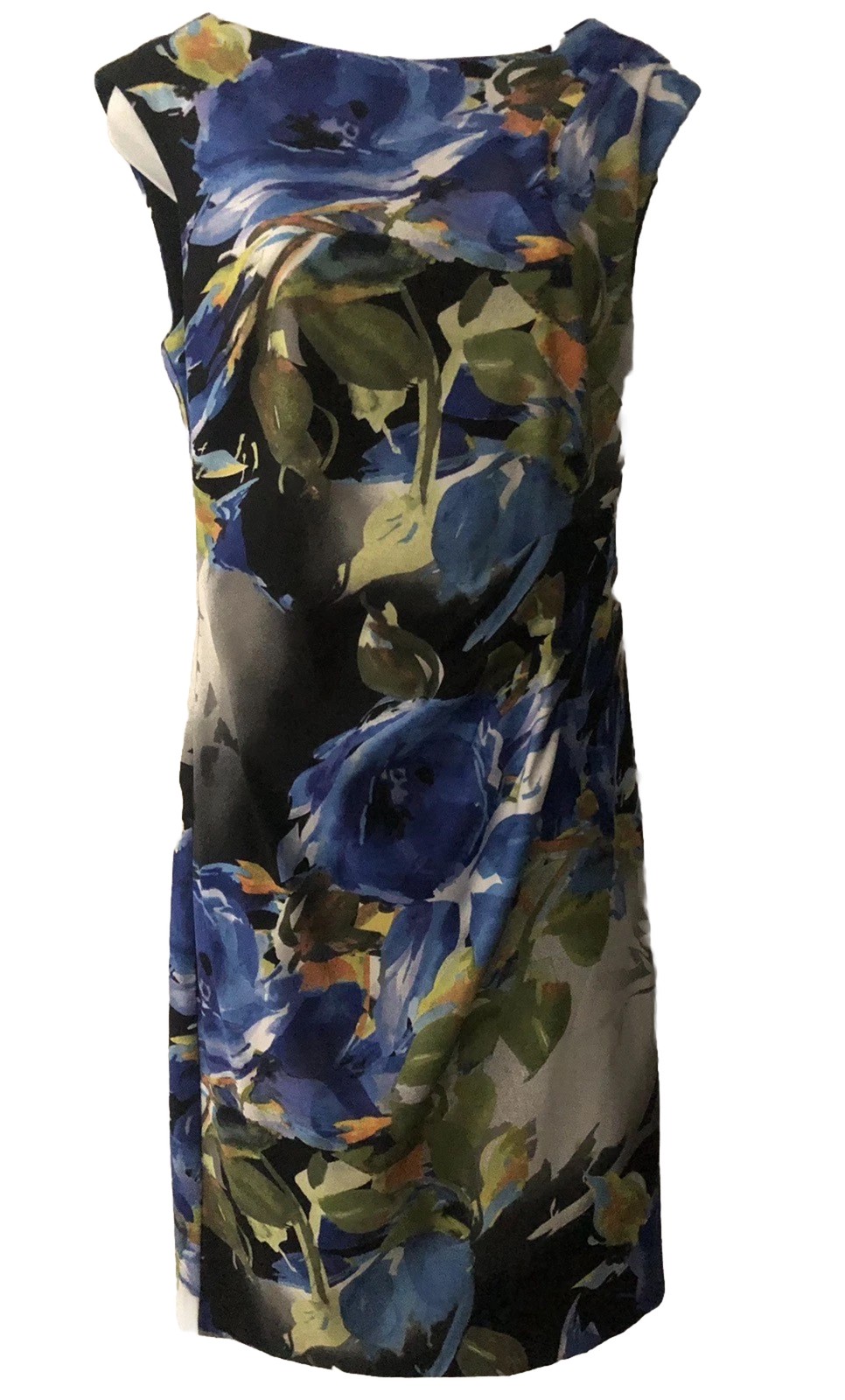 Vintage Cache Black Multicolor Floral Lined Pencil Dress 6 EUC