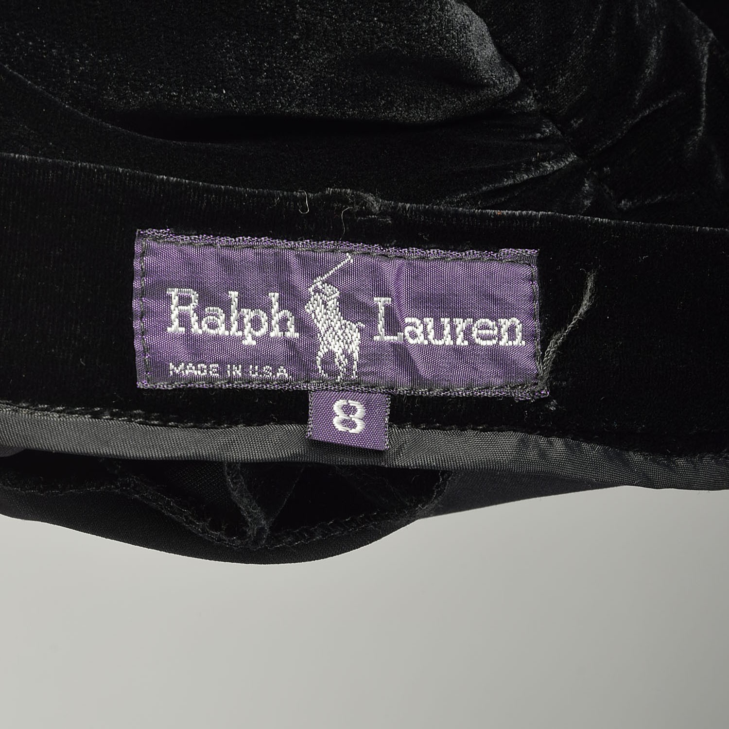 Small 2000s Ralph Lauren Black Velvet Midi Skirt Silk Rayon Formal Evening