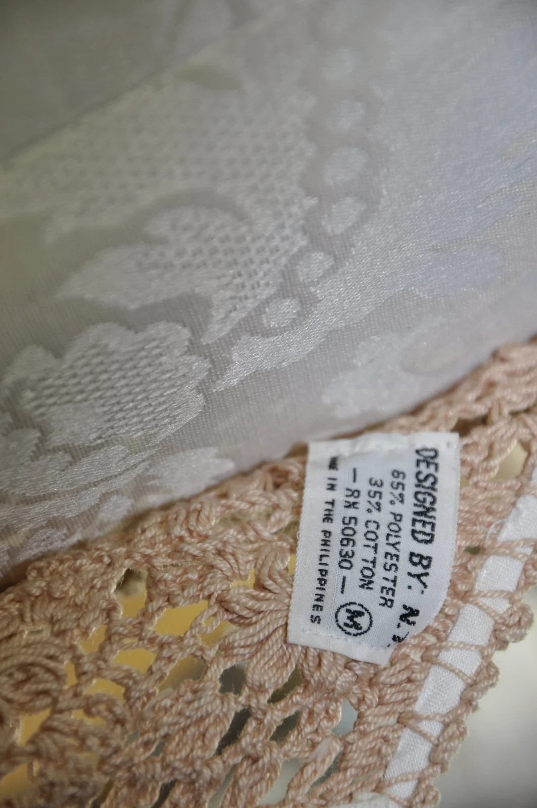 60s Beige White Sheer Crochet Knit Strappy Bohemian Peasant Sundress Women S M