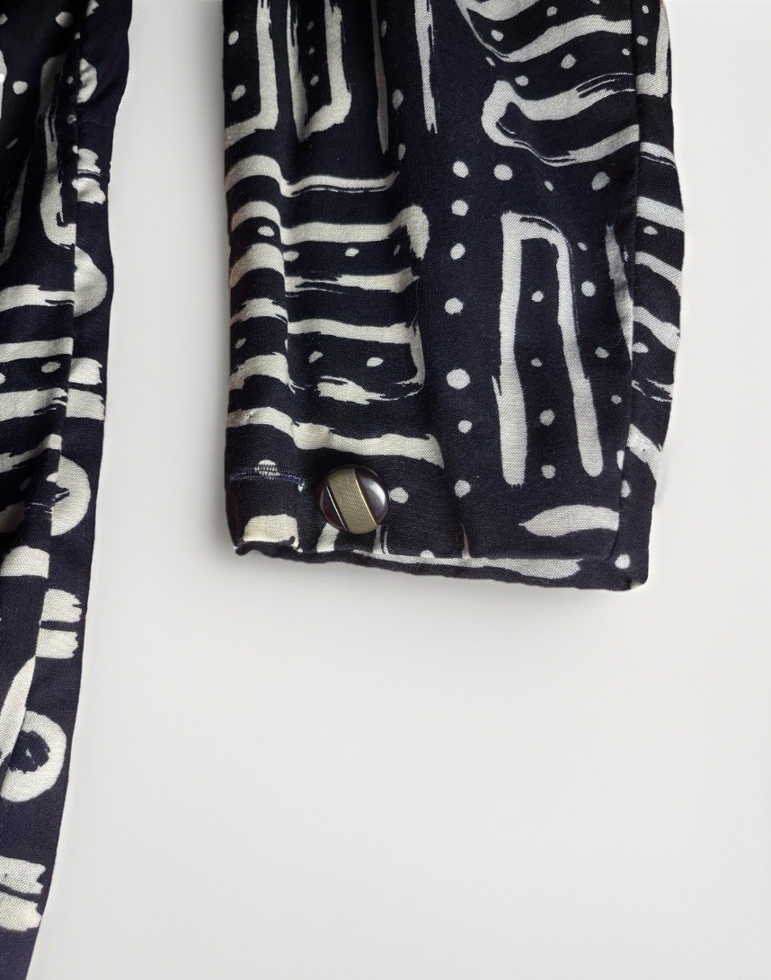 Vintage 60s Leslie Fay Button Coat Jacket Black And White Psychedelic Size 12