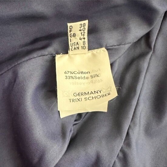 Vintage TRIXI SCHOBER Cobalt Blue Silk Blend Power Suit Skirt Set Germany S 8