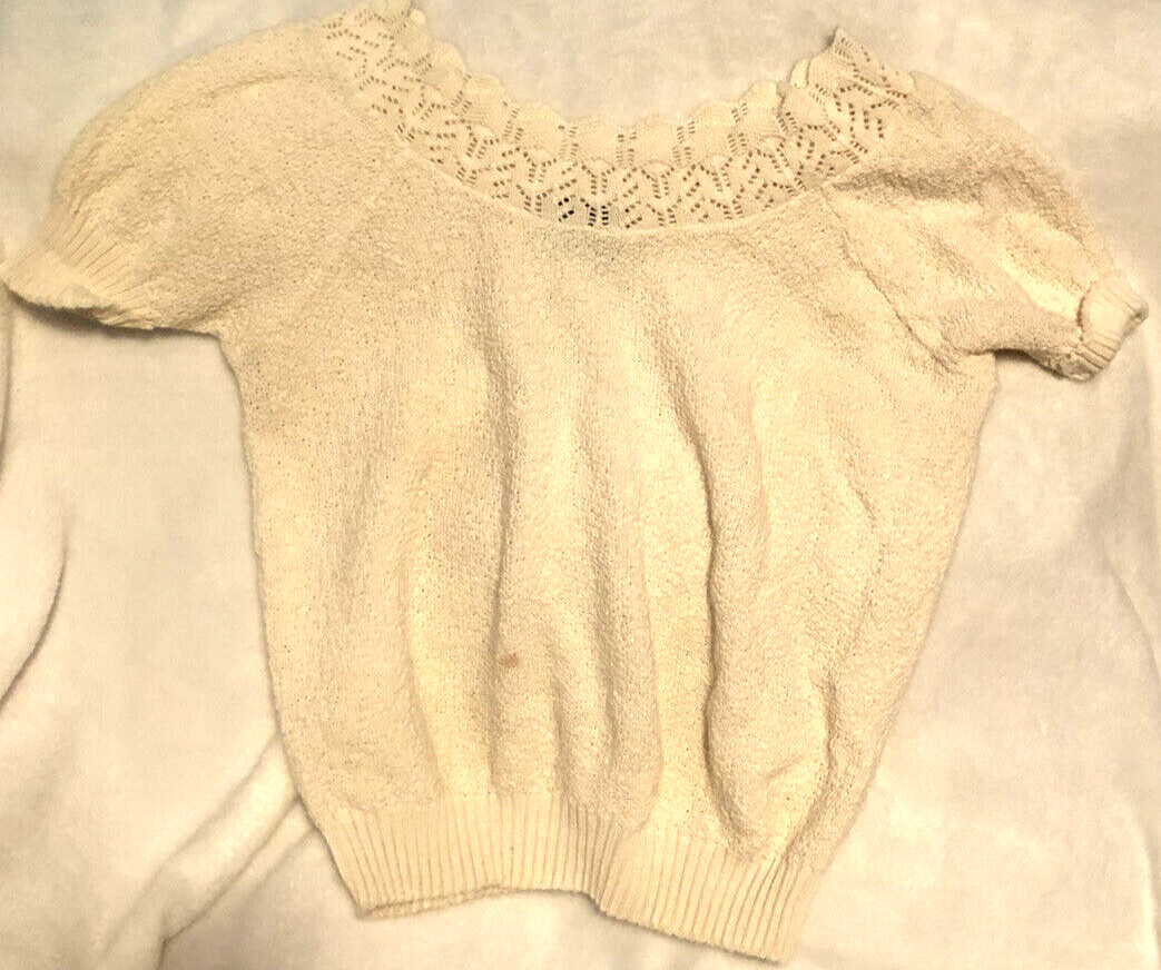 Vintage Adele Knitwear Sweater White Large Made In USA Sh1