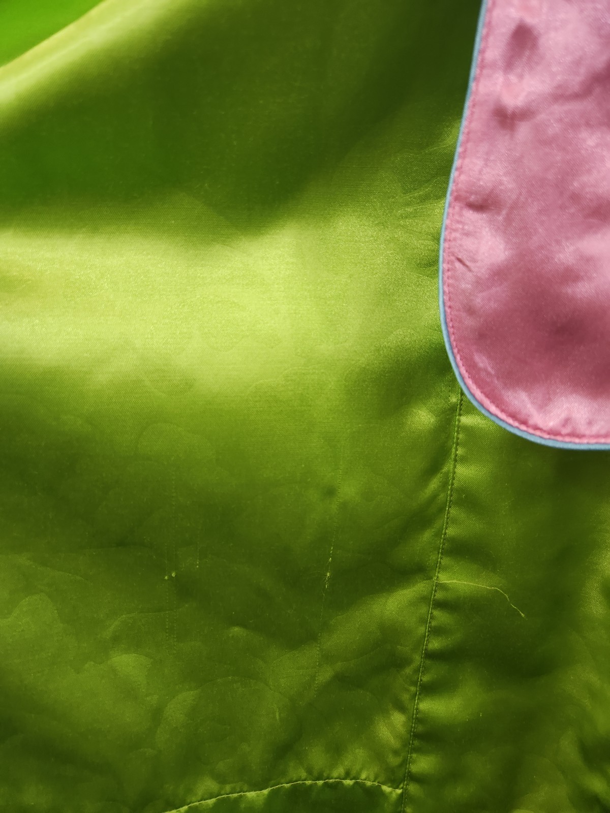 Fernando Sanchez Polyester/Cotton Short Robe Lounger Size S Green Pink