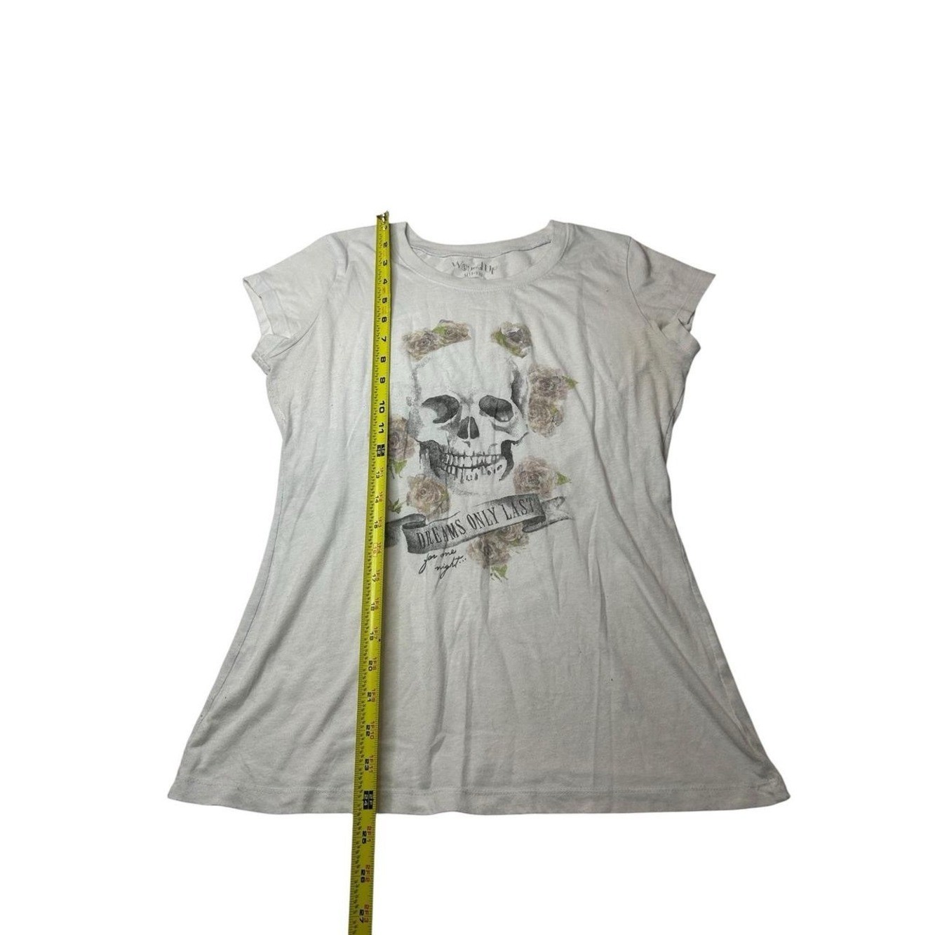 Mall Goth T-Shirt Wound Up Skull Rose Graphic Tee White Grunge Vintage 90s Y2k L