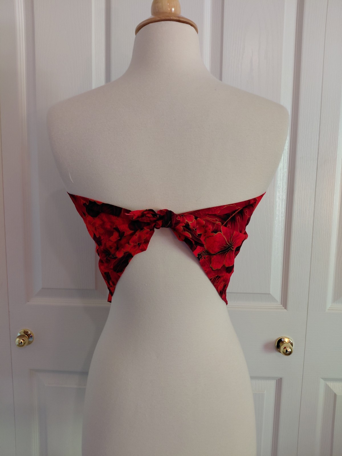Vintage 1970s Hawaiian Red Floral Handkerchief Top And Skirt Set Medium