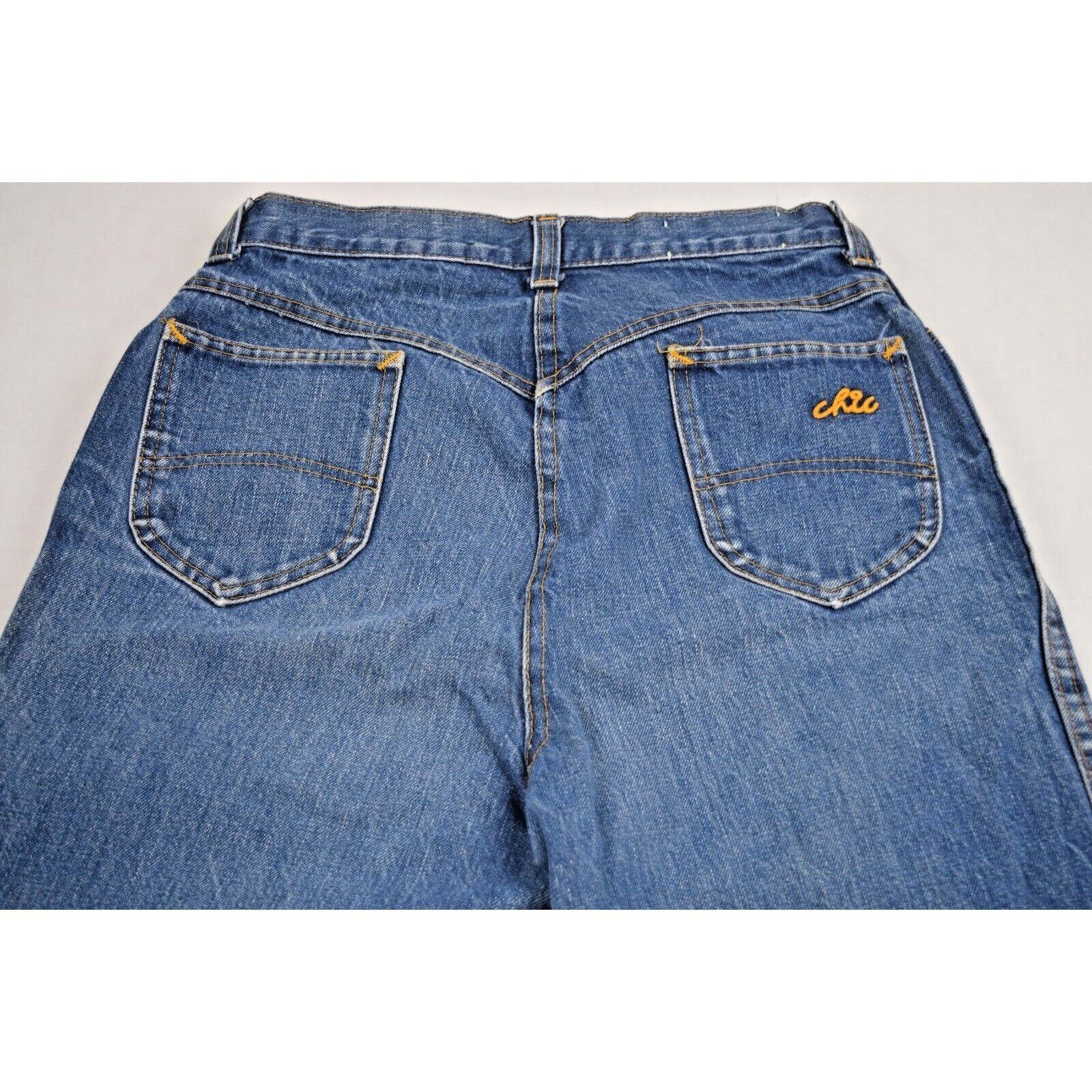Vintage Chic by HIS Jeans 32 x 28 70s Classic Blue High Waist Boot Cut Made USA
