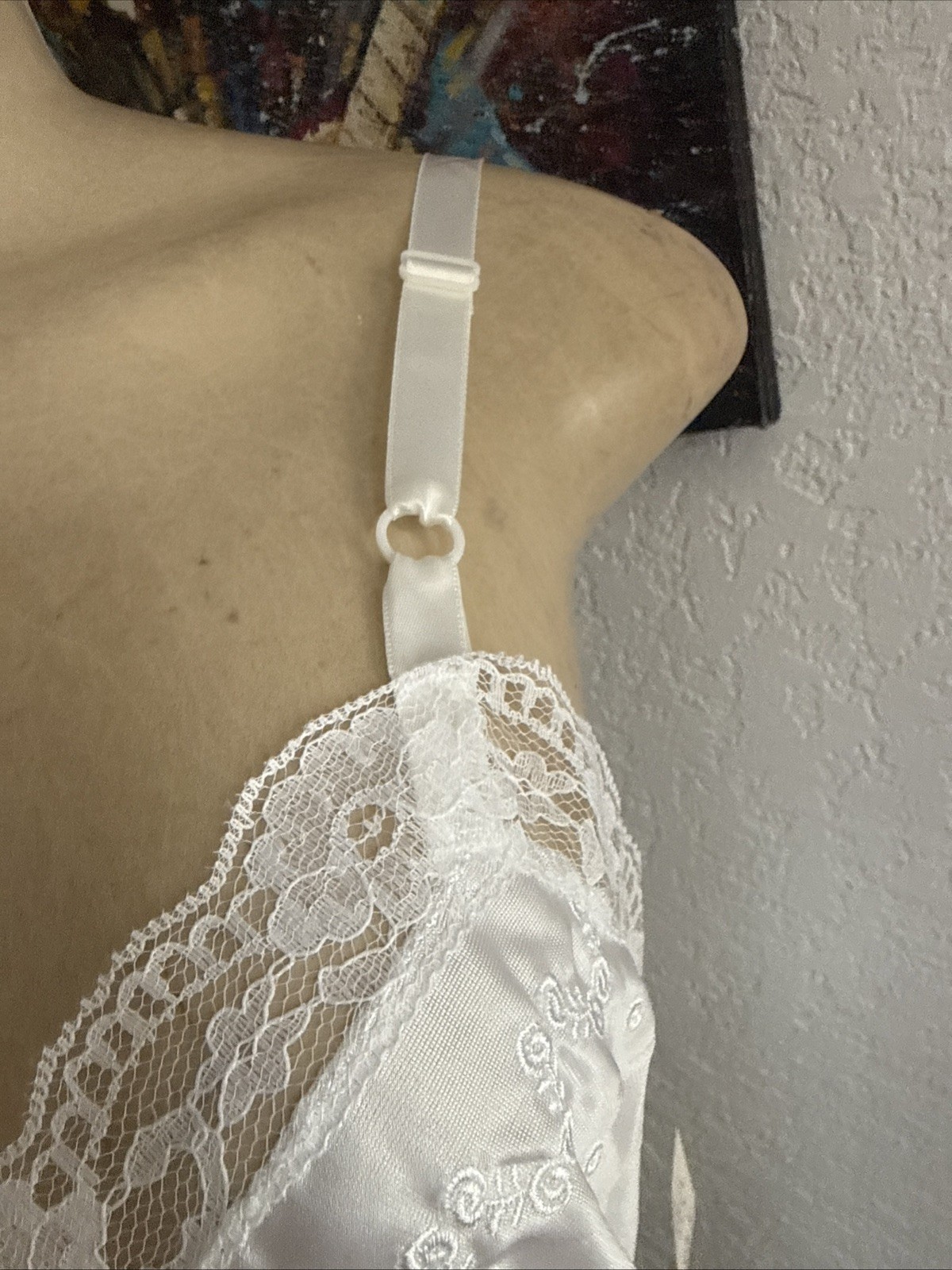 VTG Sears Antron III Nylon Lace Full Slip 32 Short White NWTS brw