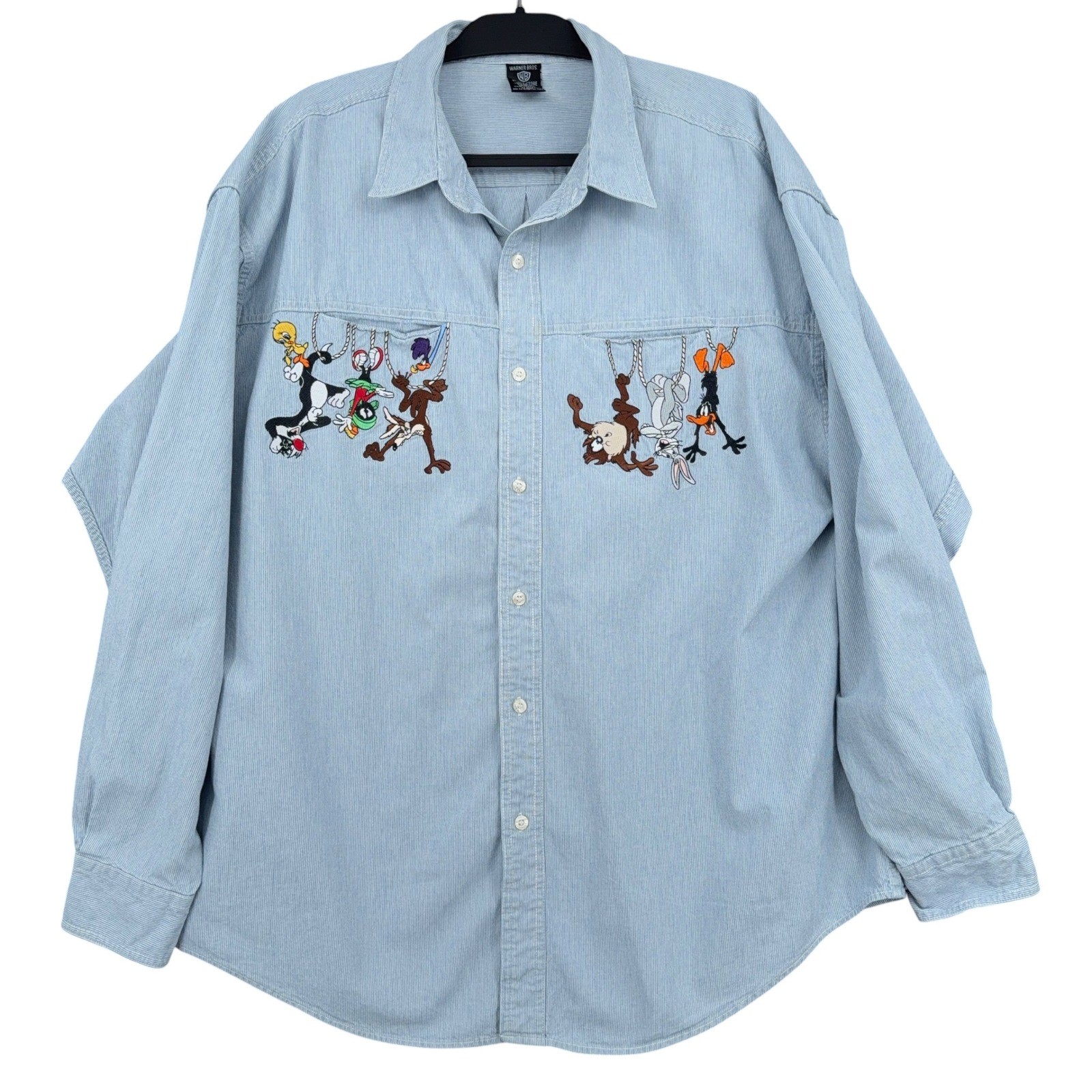 Warner Bros Studio Store Looney Tunes Women XXL Cotton Blue Vintage 1997 Shirt