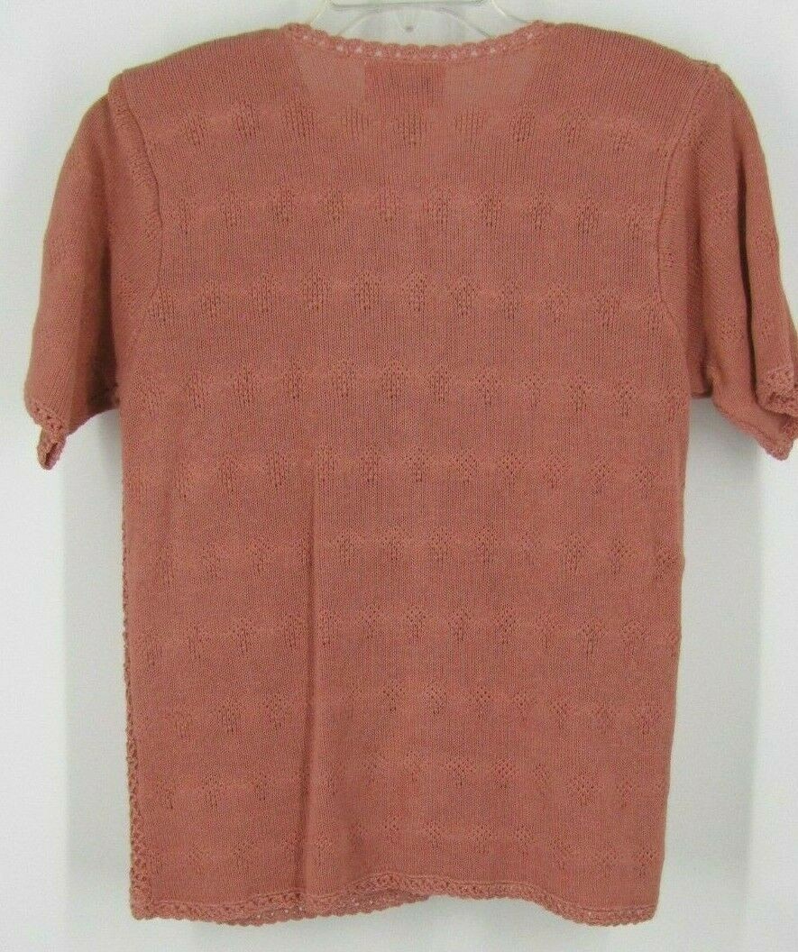 Vintage knit Top Medium Button Up Short Sleeve Pink Fairy cottagecore dainty